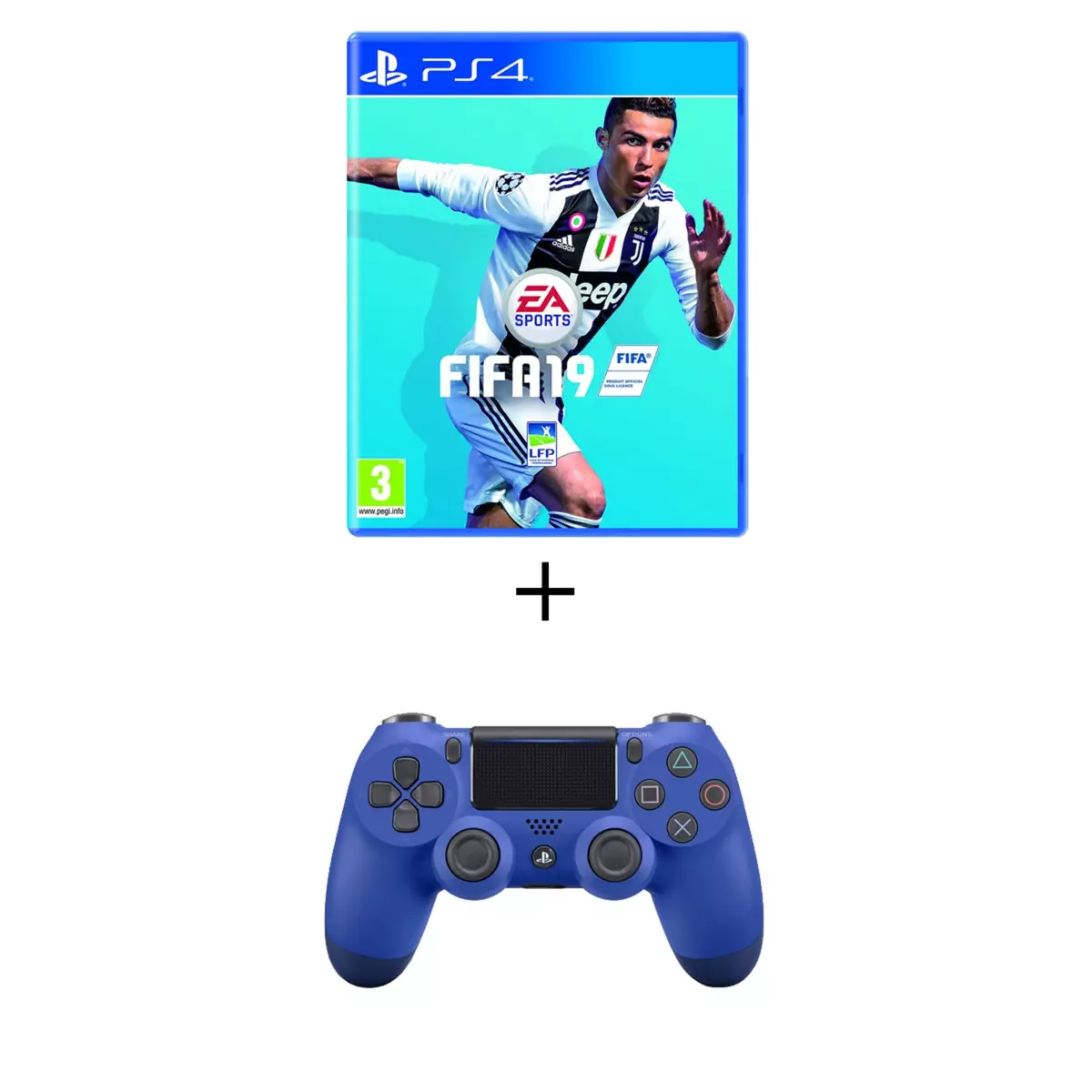 FIFA 19 PS4 + Manette PS4 Dualshock 4 Bleue