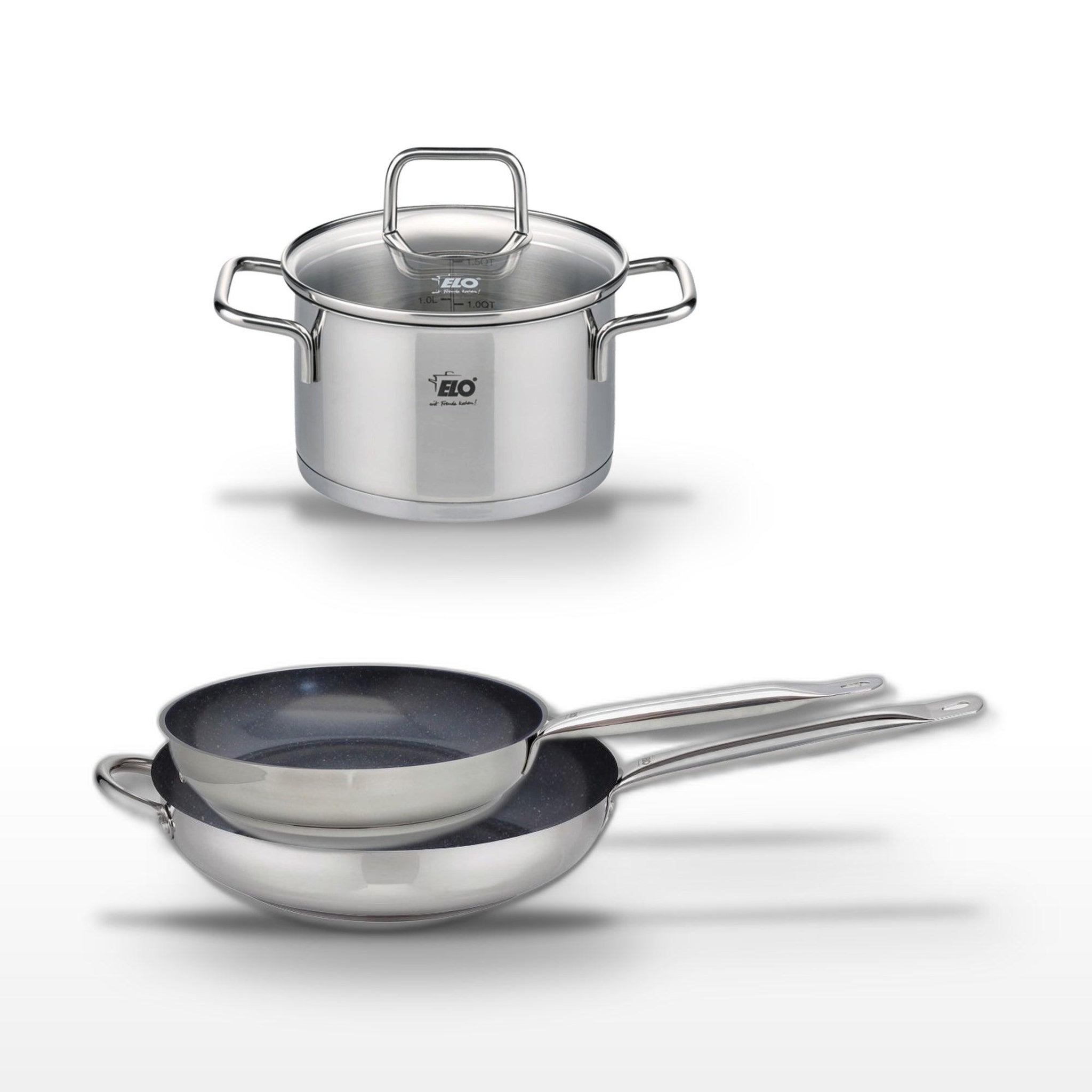 ELO Lot 2 poêles 28/32cm et faitout 14cm elo profi therm platinum