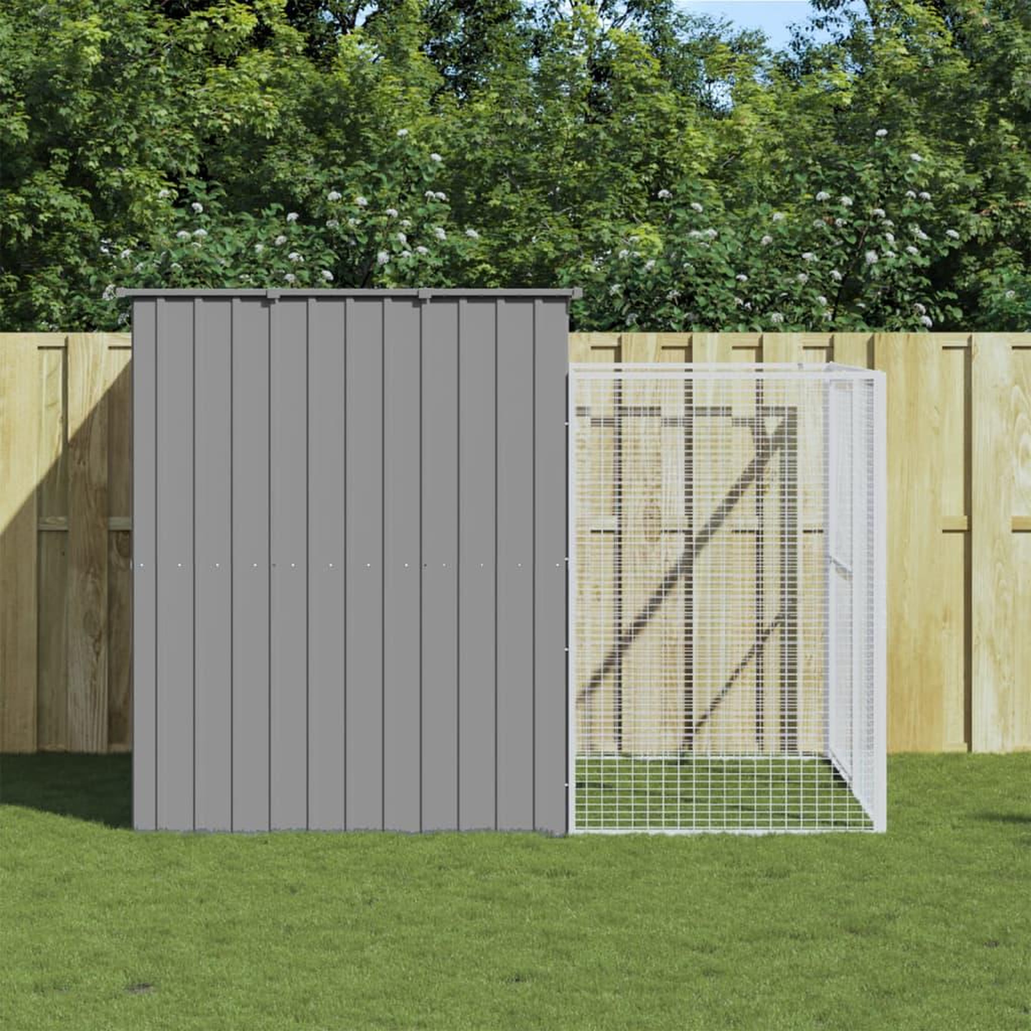 VIDAXL Niche pour chien avec cour gris clair 214x253x181 cm