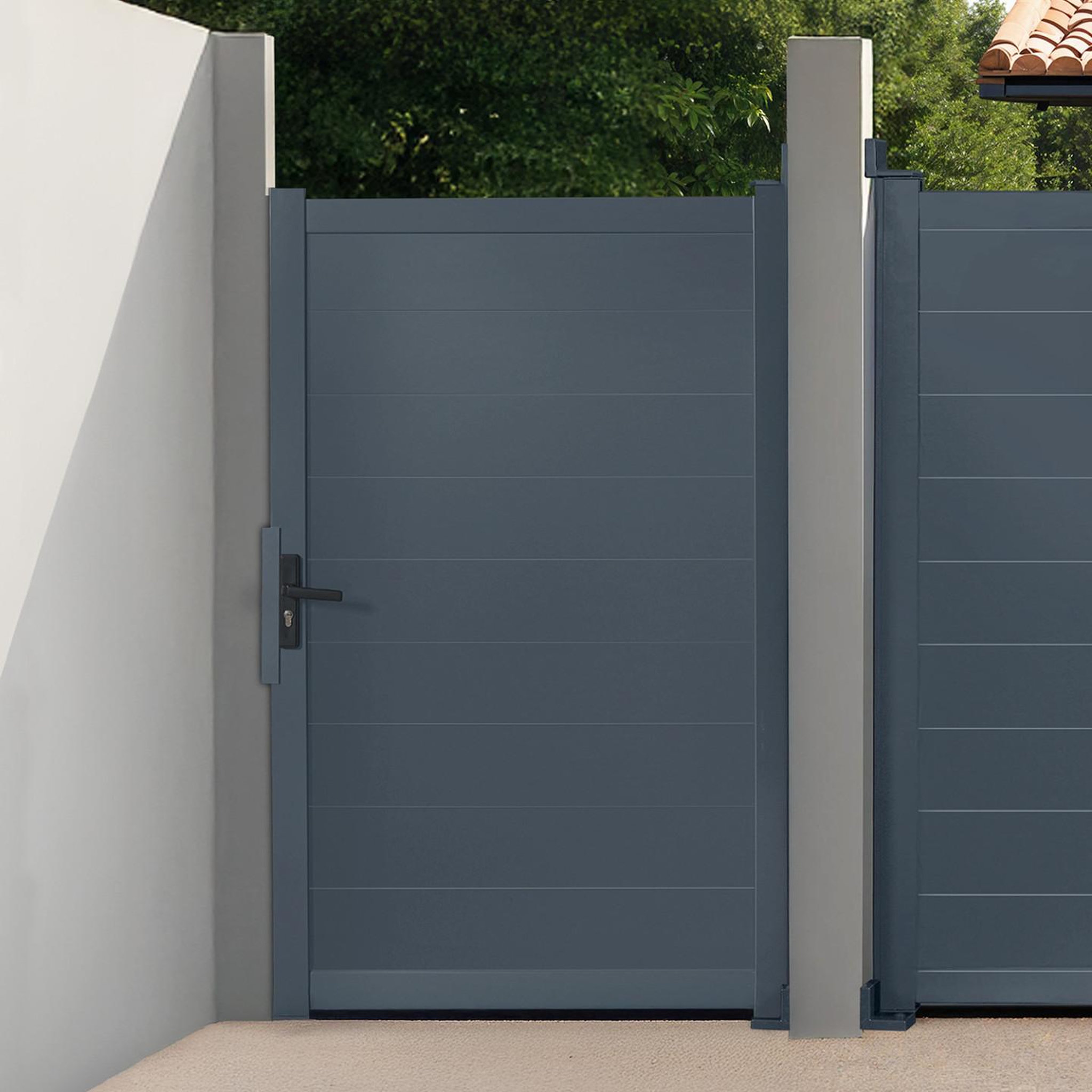 Voir la diapositive 2 : ID MARKET Portillon 100x160 cm en aluminium gris anthracite