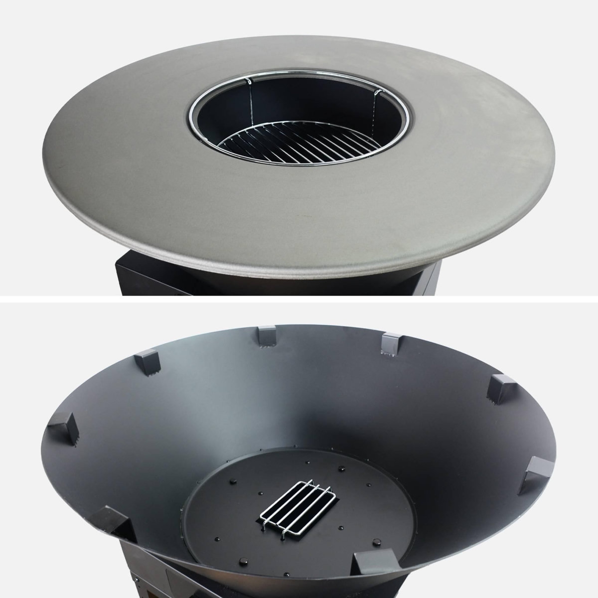 SWEEEK Brasero barbecue Ø81.5cm avec grille de cuisson. espace de rangement. couvercle et ustensiles