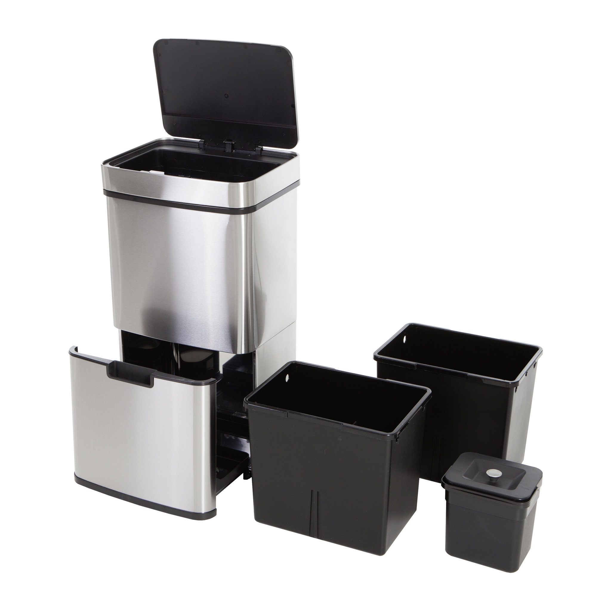 Voir la diapositive 3 : HAILO Poubelle de tri multi-bacs 60L Tandem Inox