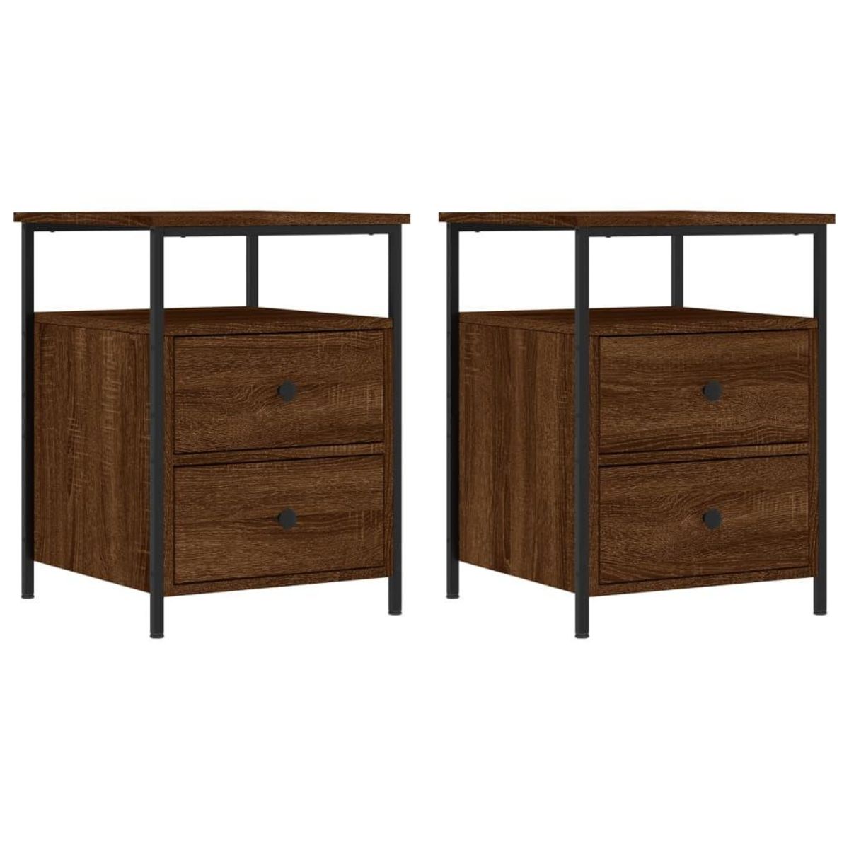 VIDAXL Tables de chevet 2 pcs chene marron 44x45x60 cm bois ingenierie