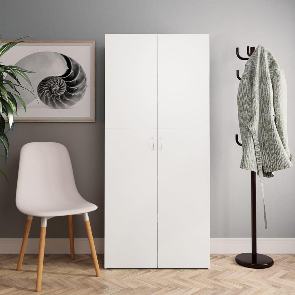 VIDAXL Armoire a chaussures Blanc 80 x 35,5 x 180 cm Bois d'ingenierie