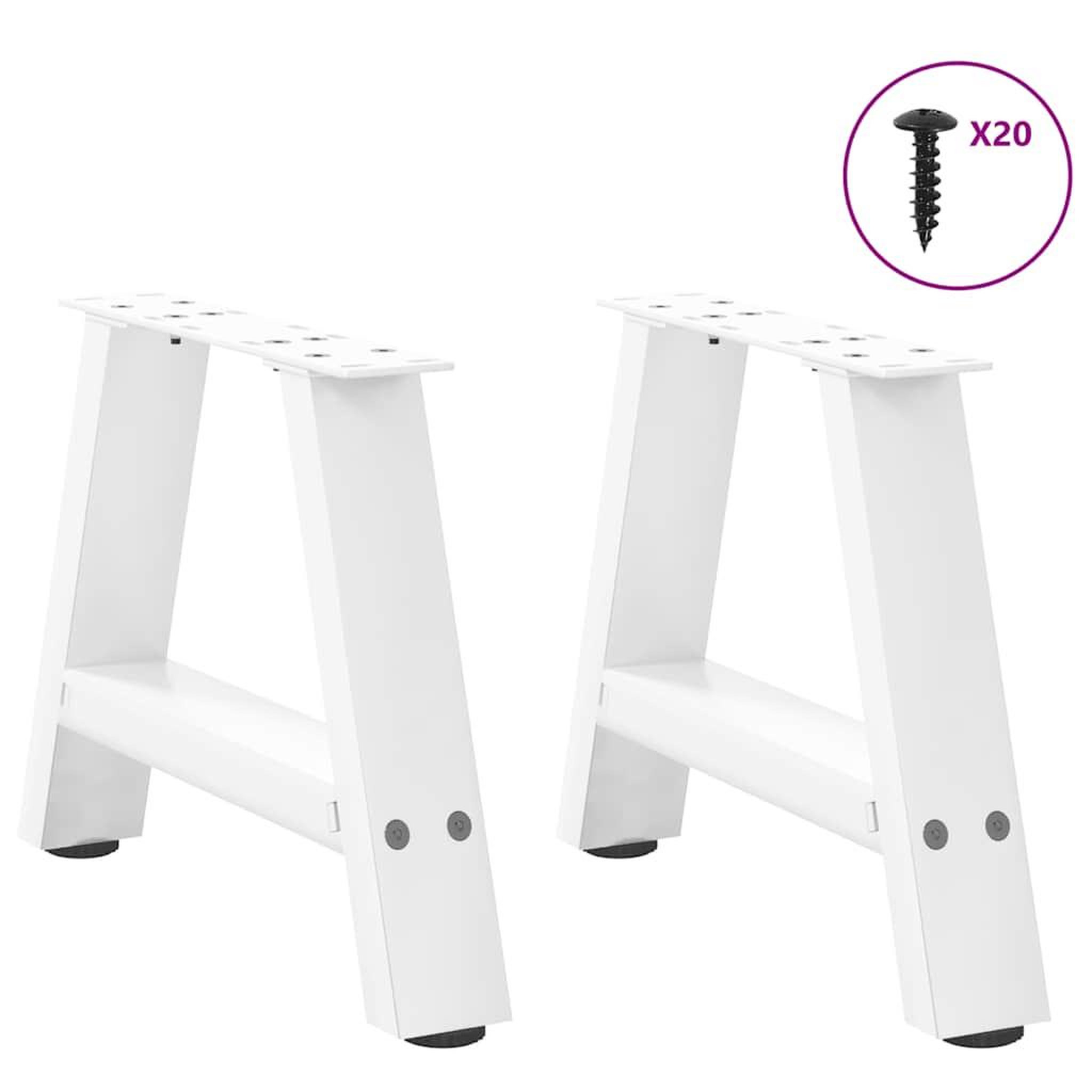 Voir la diapositive 3 : VIDAXL Pieds de table basse forme de A 2 pcs blanc 40x(30-31) cm acier