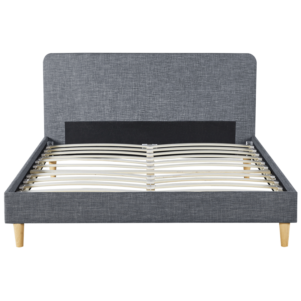 ID MARKET Lit double scandinave BALTA avec tête de lit et sommier 160 x 200 cm tissu gris anthracite