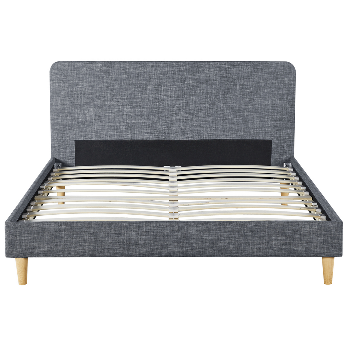 ID MARKET Lit double scandinave BALTA avec tête de lit et sommier 160 x 200 cm tissu gris anthracite