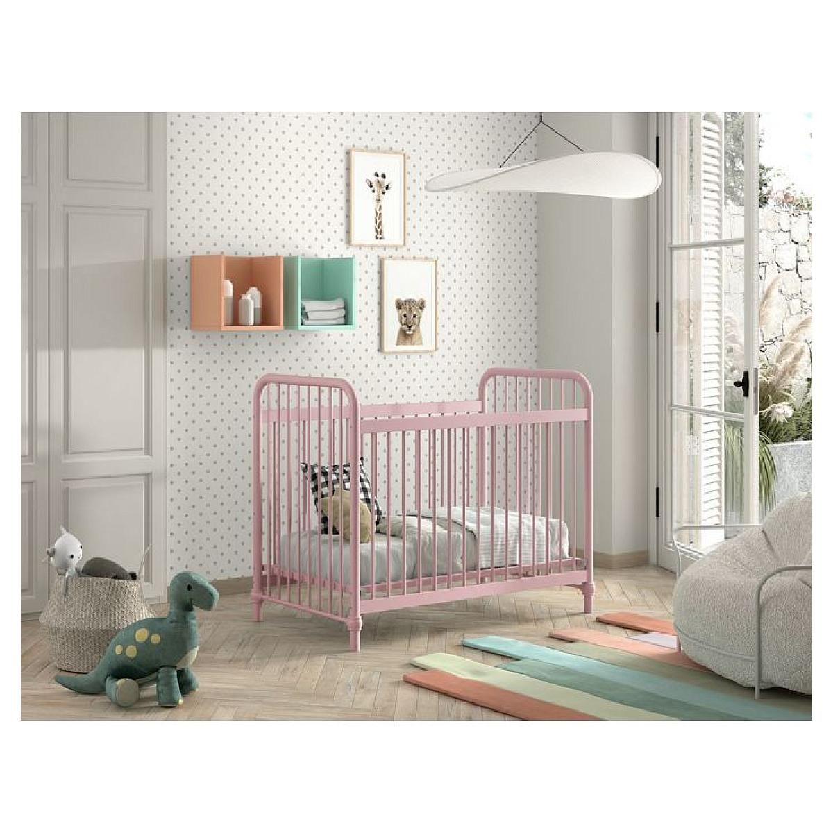 Paris Prix Lit Bébé  Bronxx  60x120cm Rose Mat