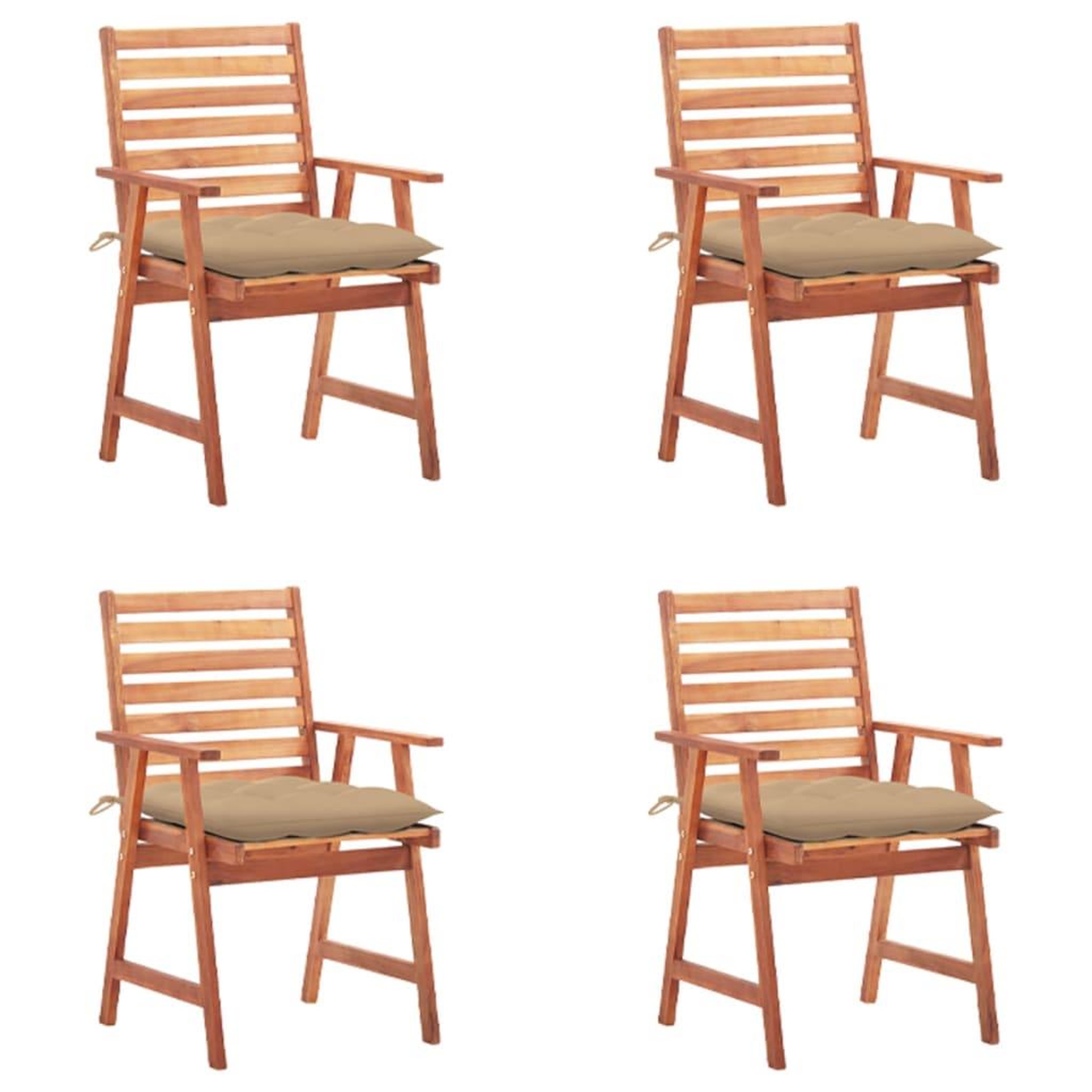 Voir la diapositive 1 : VIDAXL Chaises a manger d'exterieur lot de 4 et coussins Acacia massif