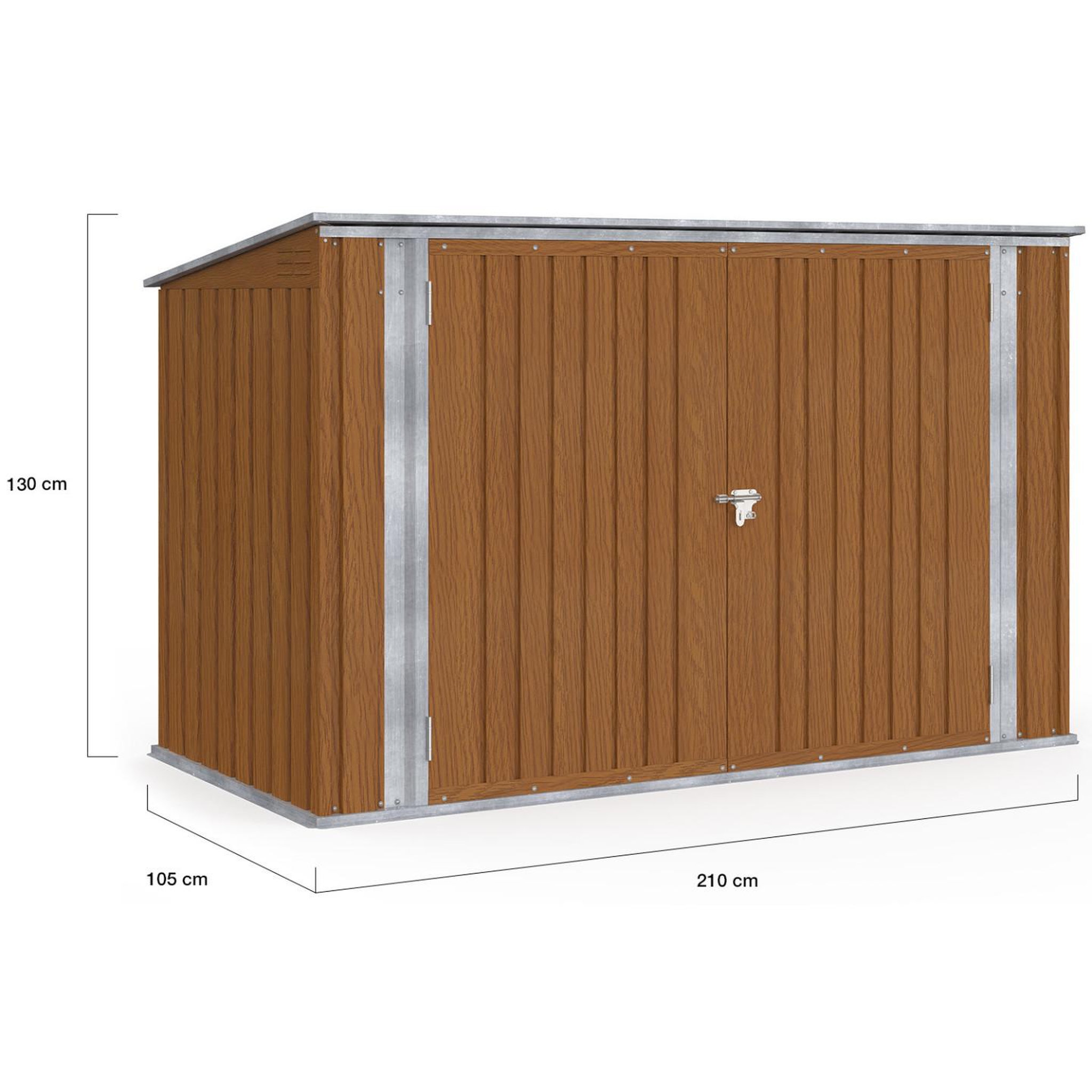 Voir la diapositive 2 : ID MARKET Abri de jardin en métal effet bois verrouillable multi-rangement pour stockage vélos, outils, poubelles