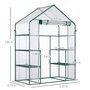 Voir la diapositive 3 : OUTSUNNY Serre de jardin 6 étagères - dim. 142L x 73l x 195H cm - porte - acier thermolaqué PVC haute densité anti-UV - transparent vert