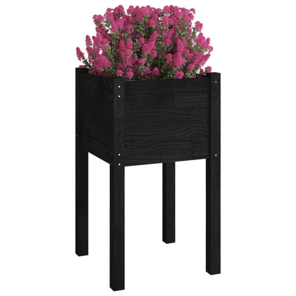 VIDAXL Jardinieres d'exterieur 2pcs Noir 40x40x70cm Bois de pin massif