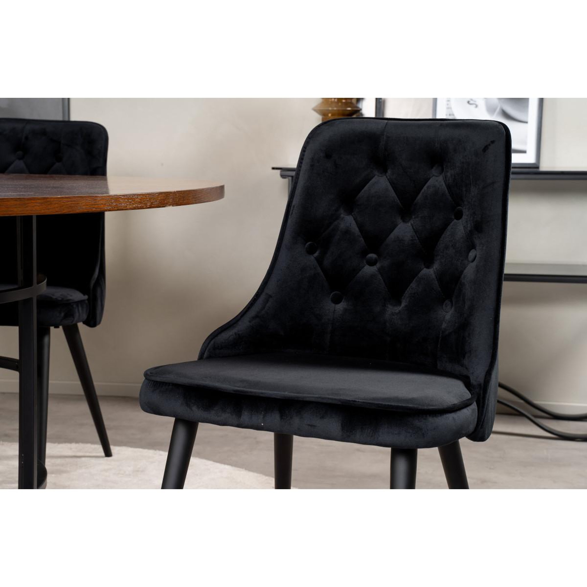 Voir la diapositive 6 : Paris Prix Ensemble table à manger & 4 chaises  copenhagen & velvet deluxe  140cm noir & marron