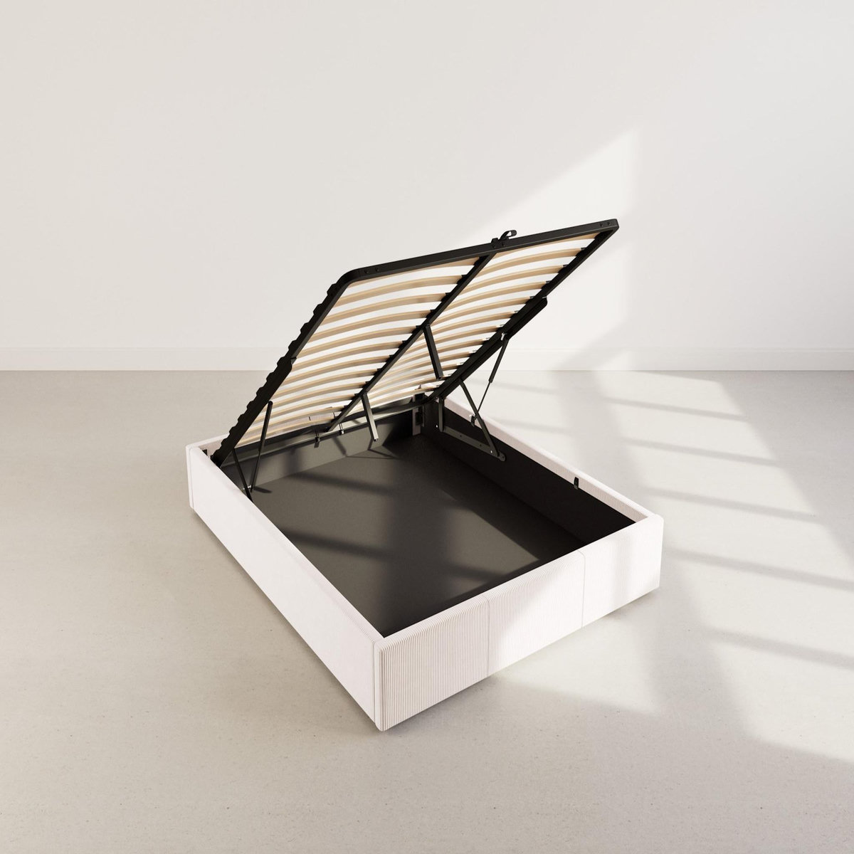 BEST MOBILIER Isa - lit coffre - 160x200 cm - en velours côtelé