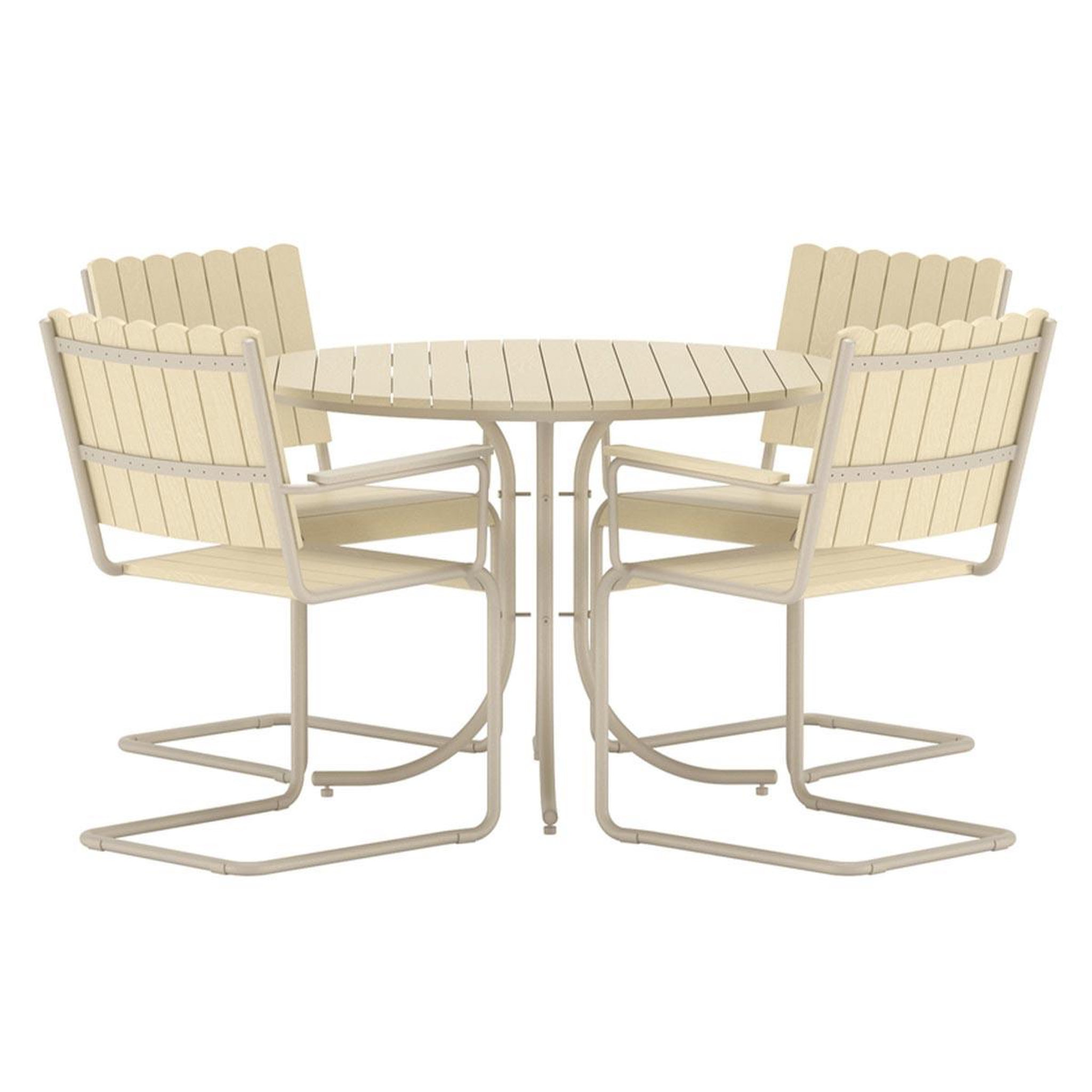Paris Prix Ensemble table de jardin & 4 chaises  holmsund  100cm beige