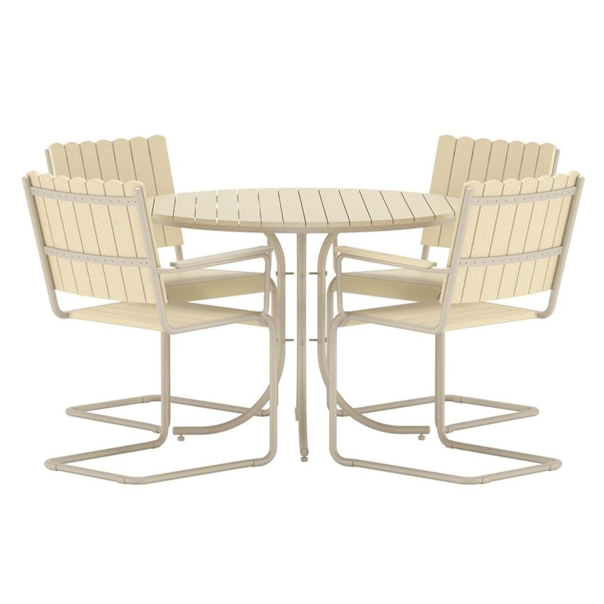 Paris Prix Ensemble Table de Jardin & 4 Chaises  Holmsund  100cm Beige