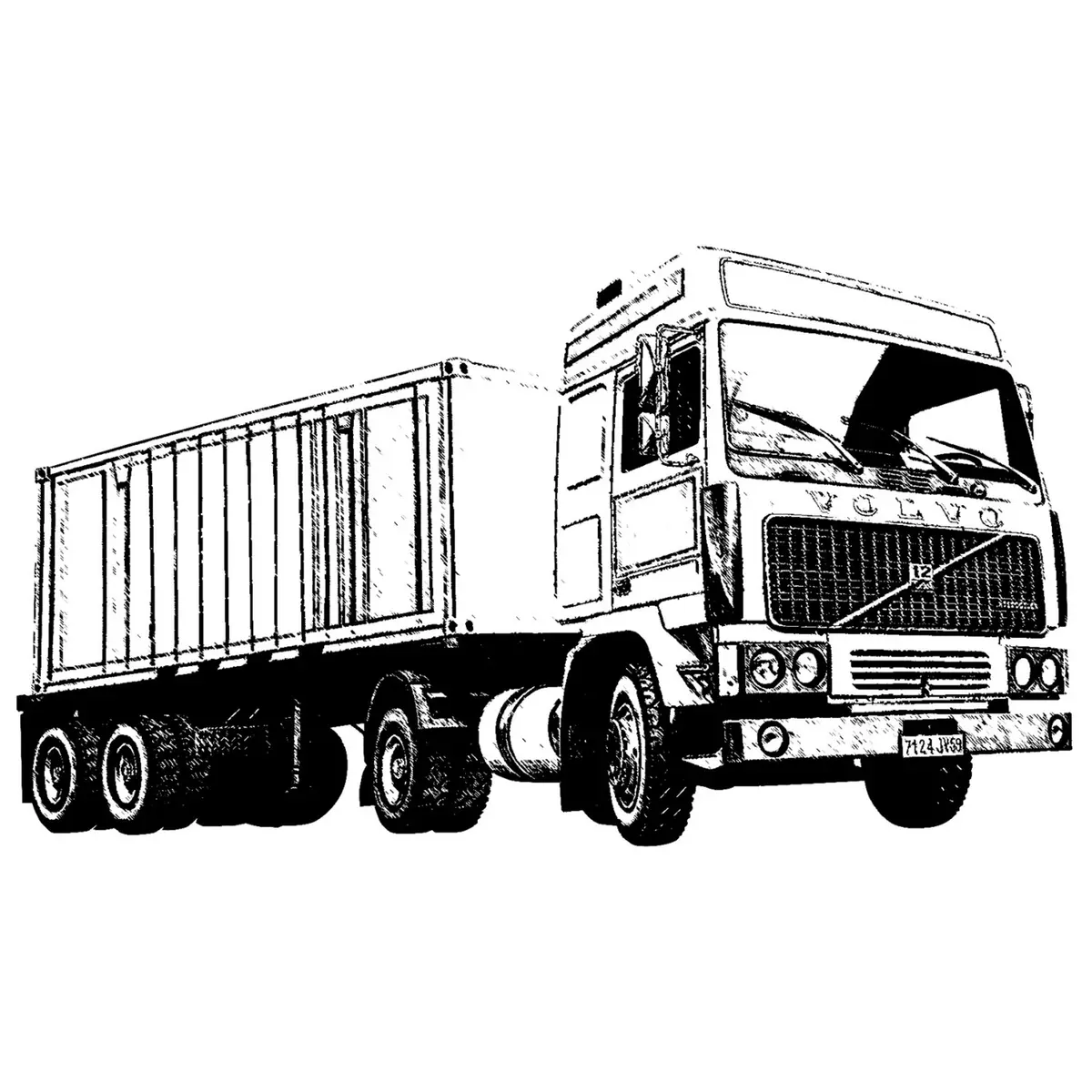 Heller Maquette camion : Volvo F12-20 Globe Trotter & Container semi trailer