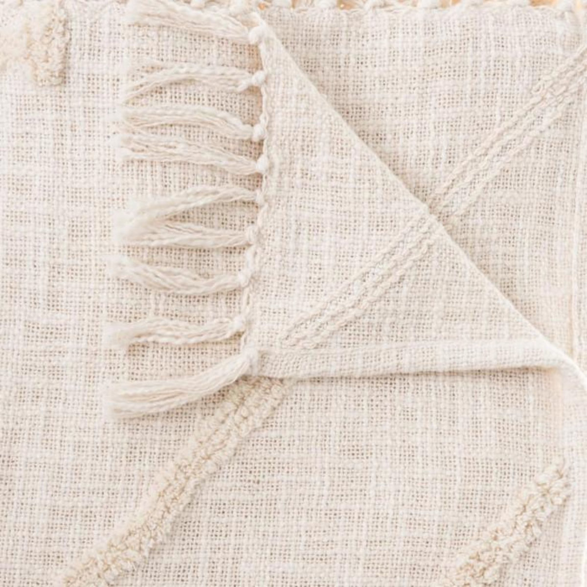 ATMOSPHERA Jeté de Lit Tufté  Inca  130x180cm Ivoire