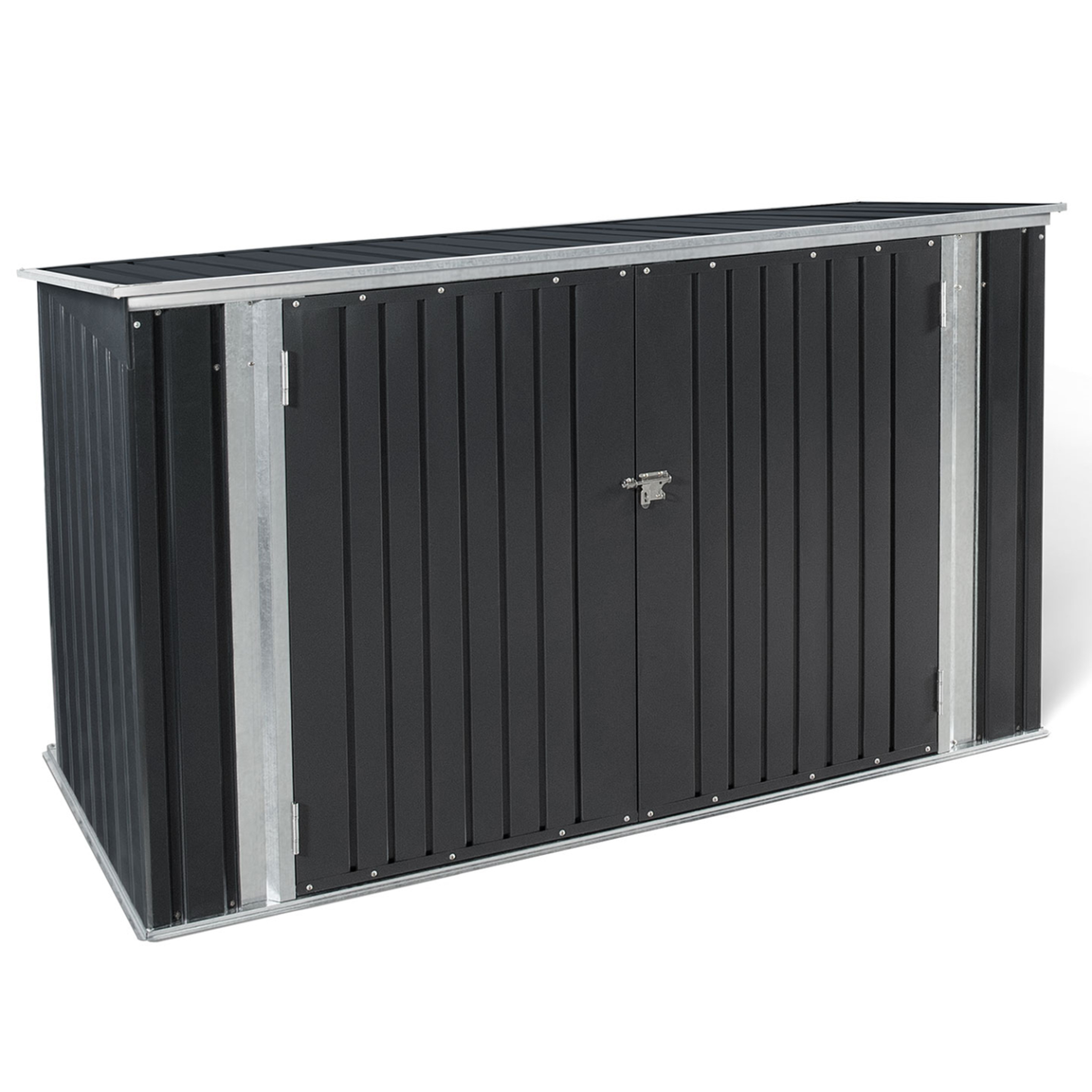 ID MARKET Abri de jardin en métal gris anthracite verrouillable multi-rangement pour stockage vélos, outils, poubelles