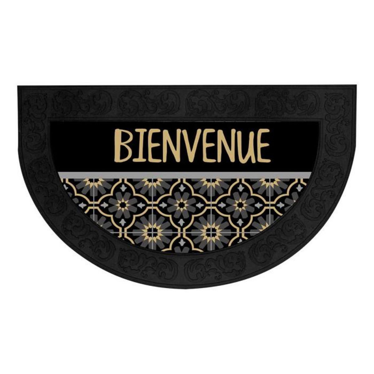Paris Prix Tapis d'Entrée Demi-Lune  Tomina  45x75cm Noir & Or