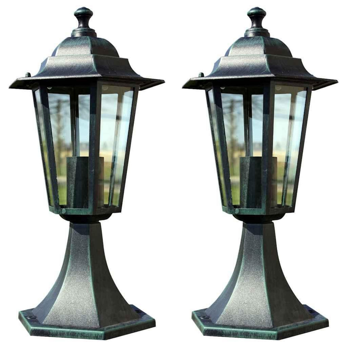 VIDAXL Lampes de jardin 2 pcs Vert fonce/Noir Aluminium