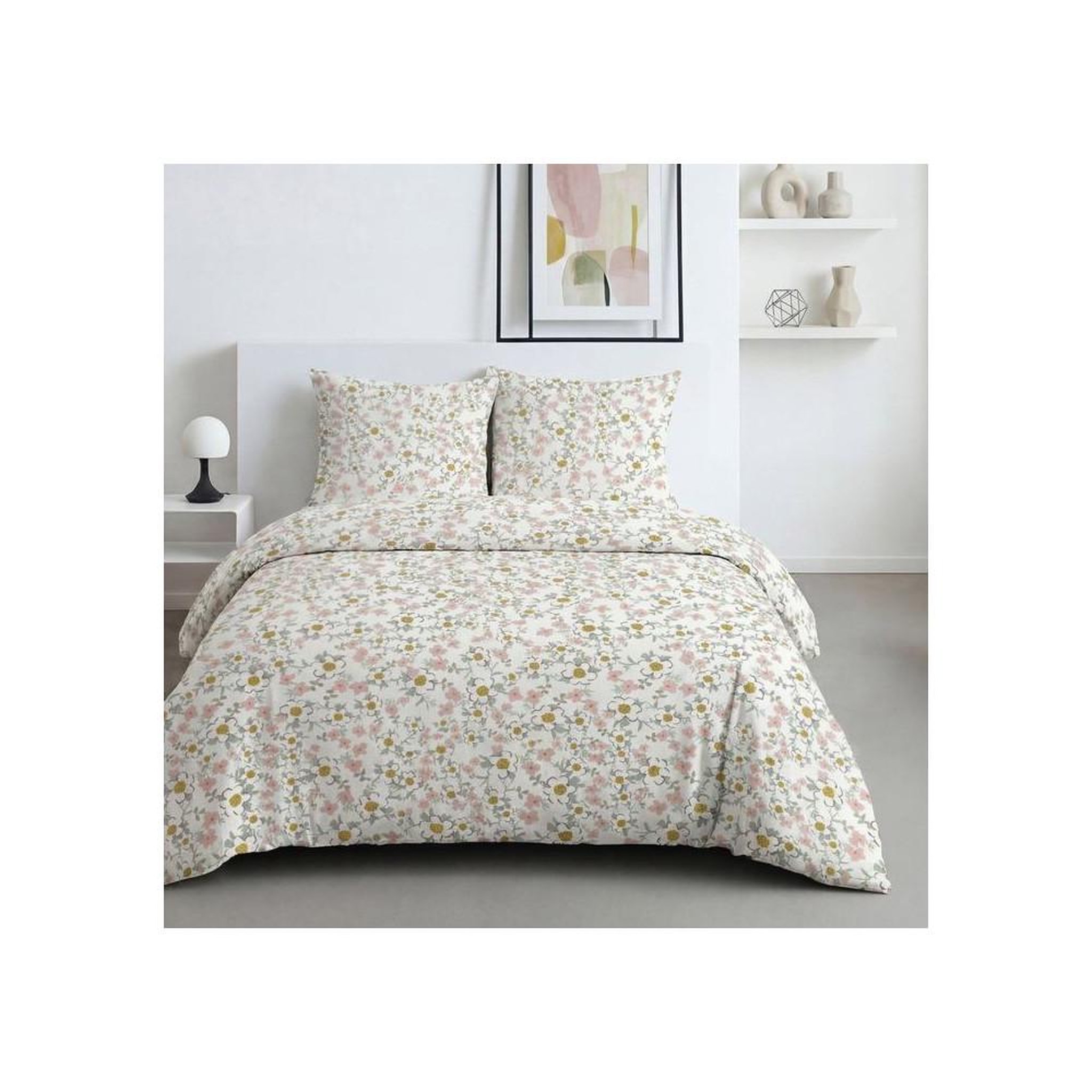 Today Parure de lit coton today sunshine style liberty pour 2 : housse 240x220 + 2 taies 63x63