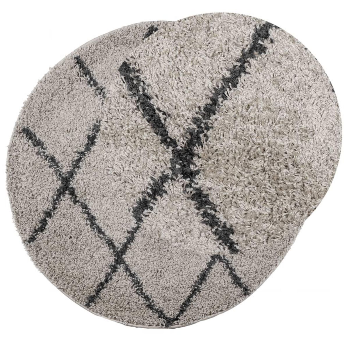 VIDAXL Tapis shaggy a poils longs moderne beige et anthracite Ø 80 cm