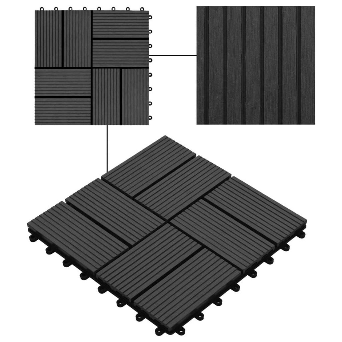 VIDAXL Carreaux de terrasse 22 pcs 30 x 30 cm 2 m^2 WPC Noir
