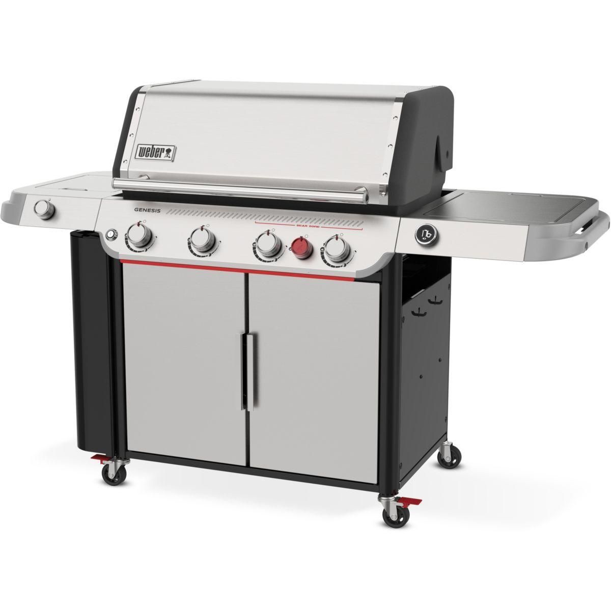 Weber Barbecue gaz Genesis SP-435 4 brûleurs réchaud latéral thermomètre digital sur chariot, 86x48 cm