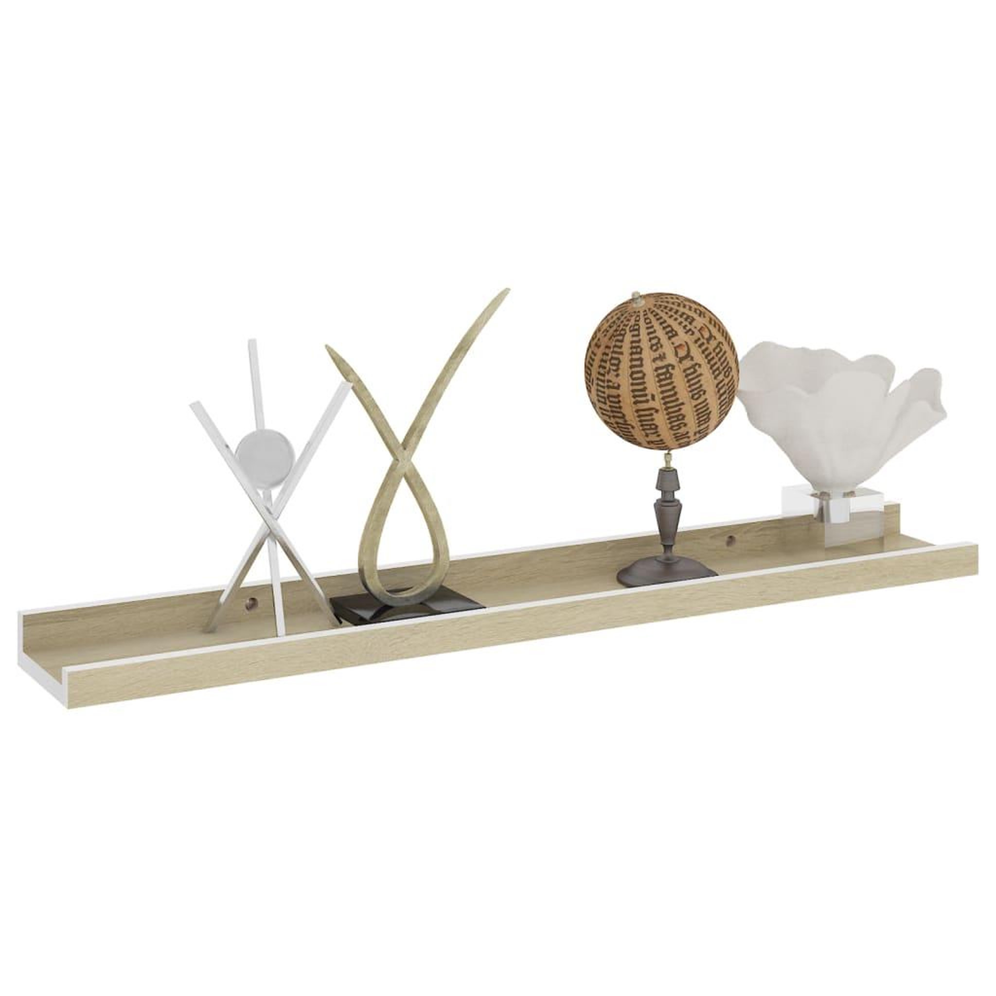 Voir la diapositive 3 : VIDAXL Etageres murales 2 pcs blanc et chene sonoma 60x9x3 cm