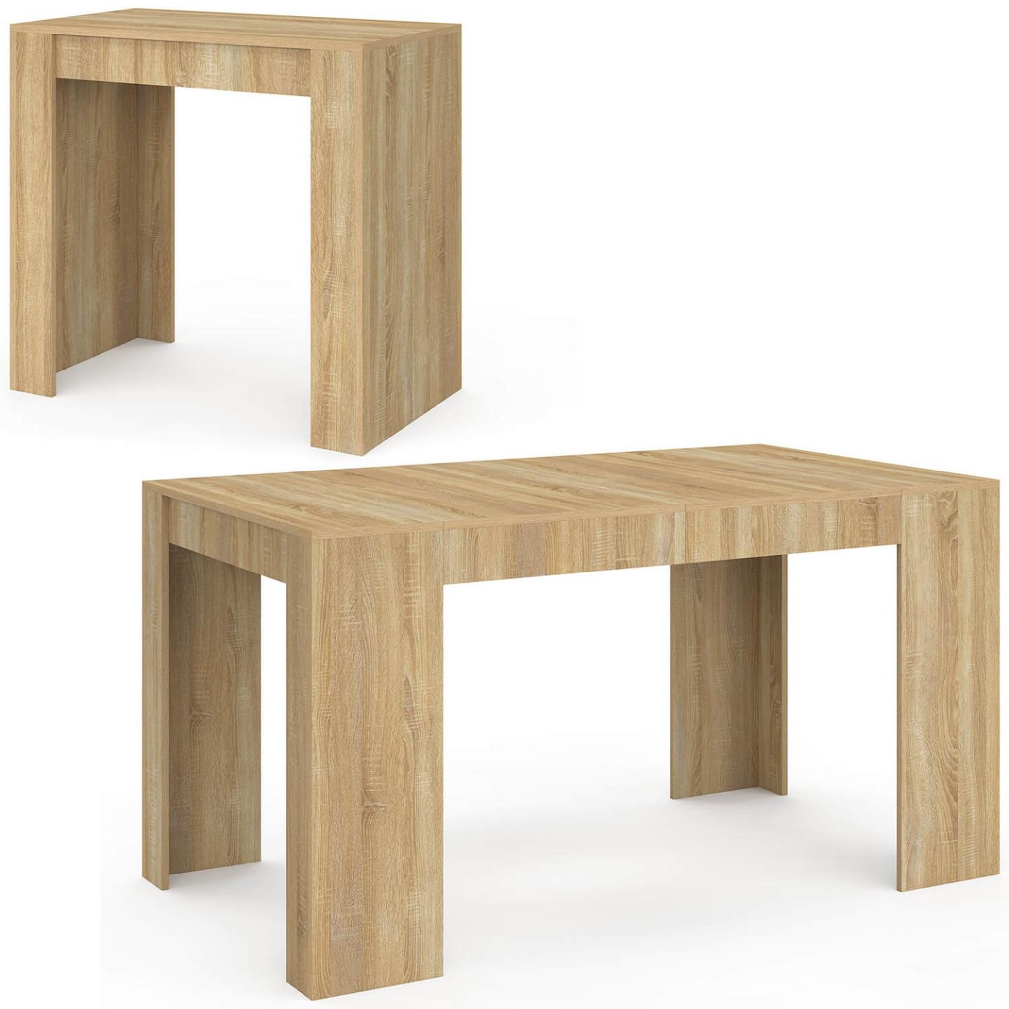 ID MARKET Table console extensible orlando 6 personnes 140 cm bois façon hêtre