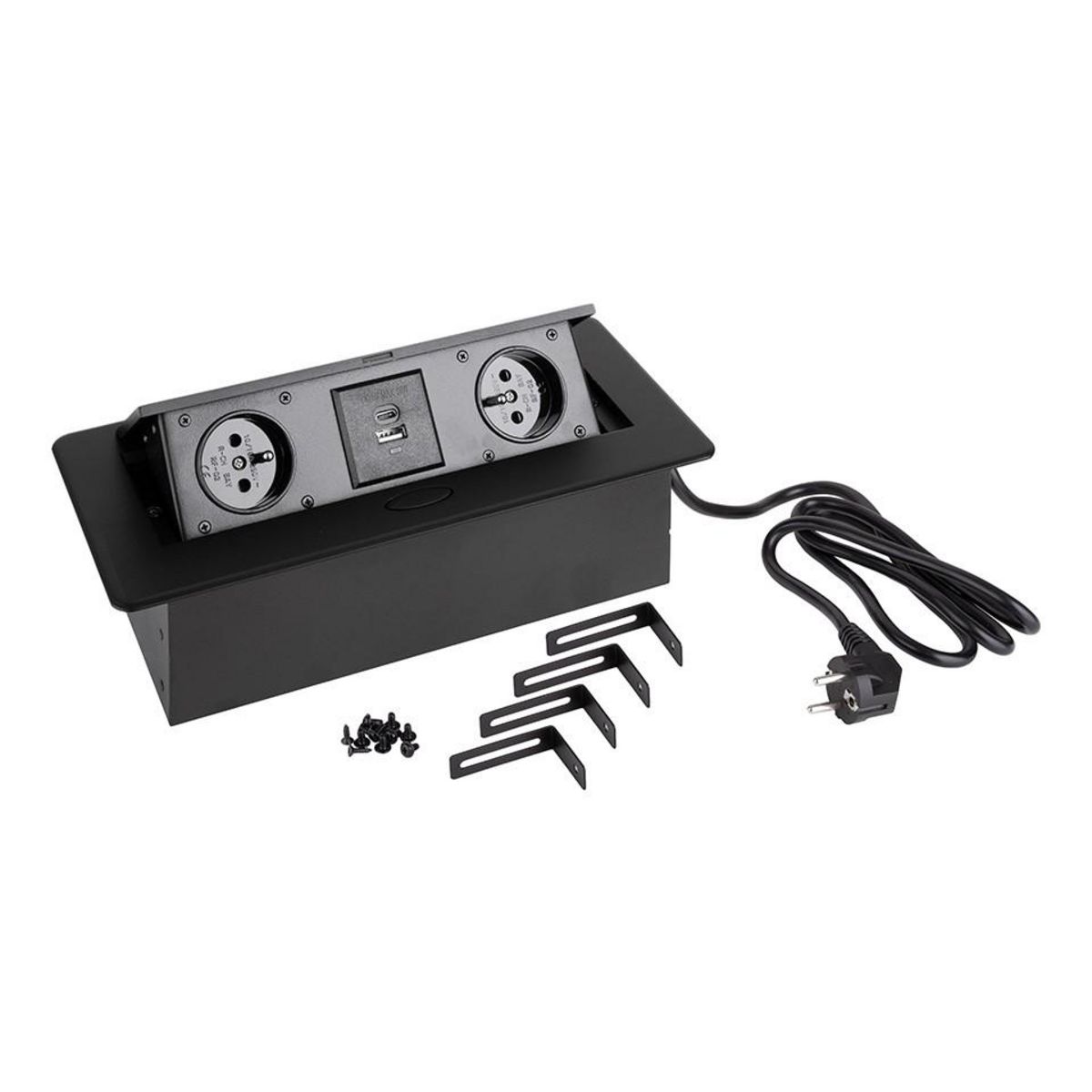 CENTRALE BRICO Prise électrique StrongPower 2x 230V, 2x USB A/C, noir, FR