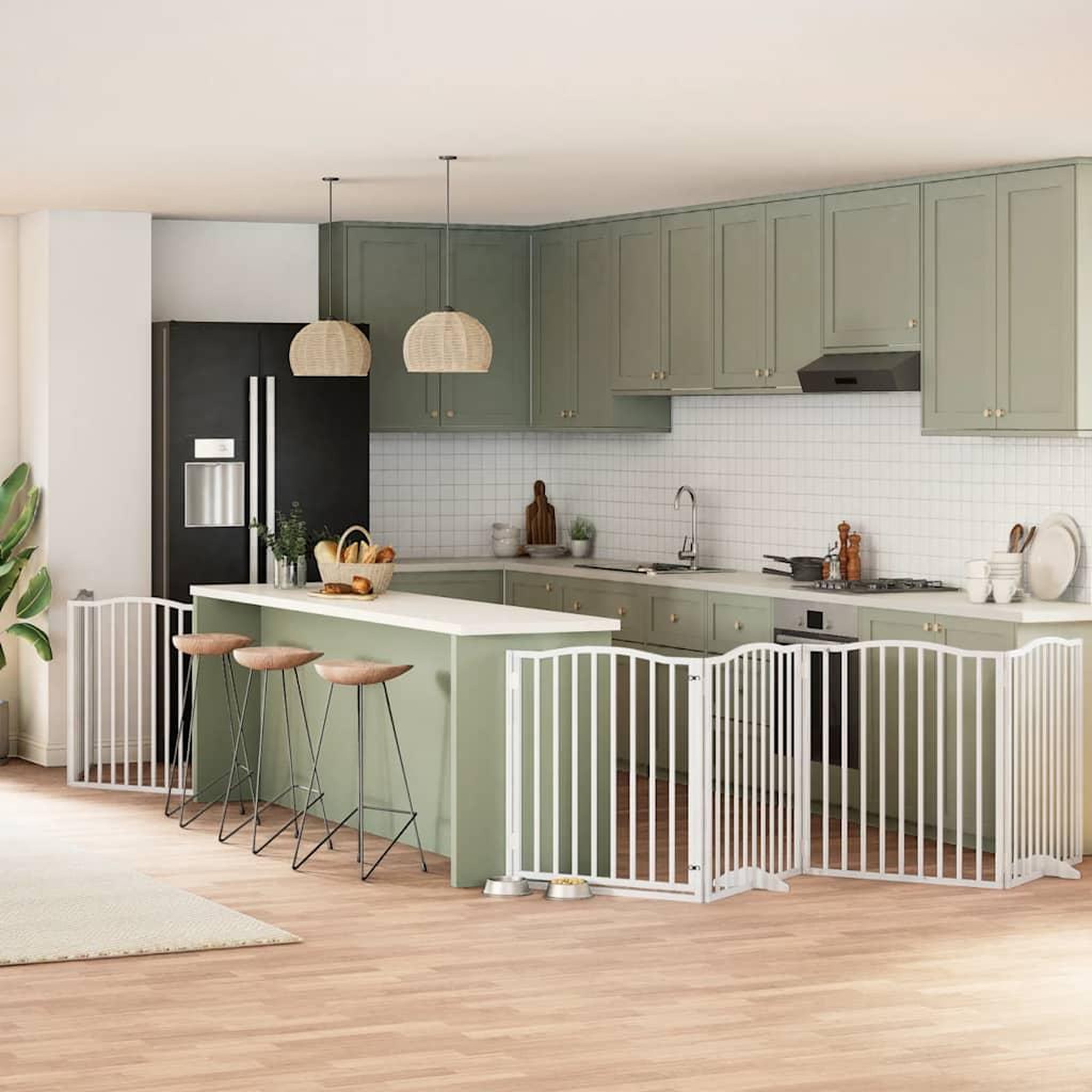 VIDAXL Barriere pour chien porte pliable 6panneaux blanc bois peuplier