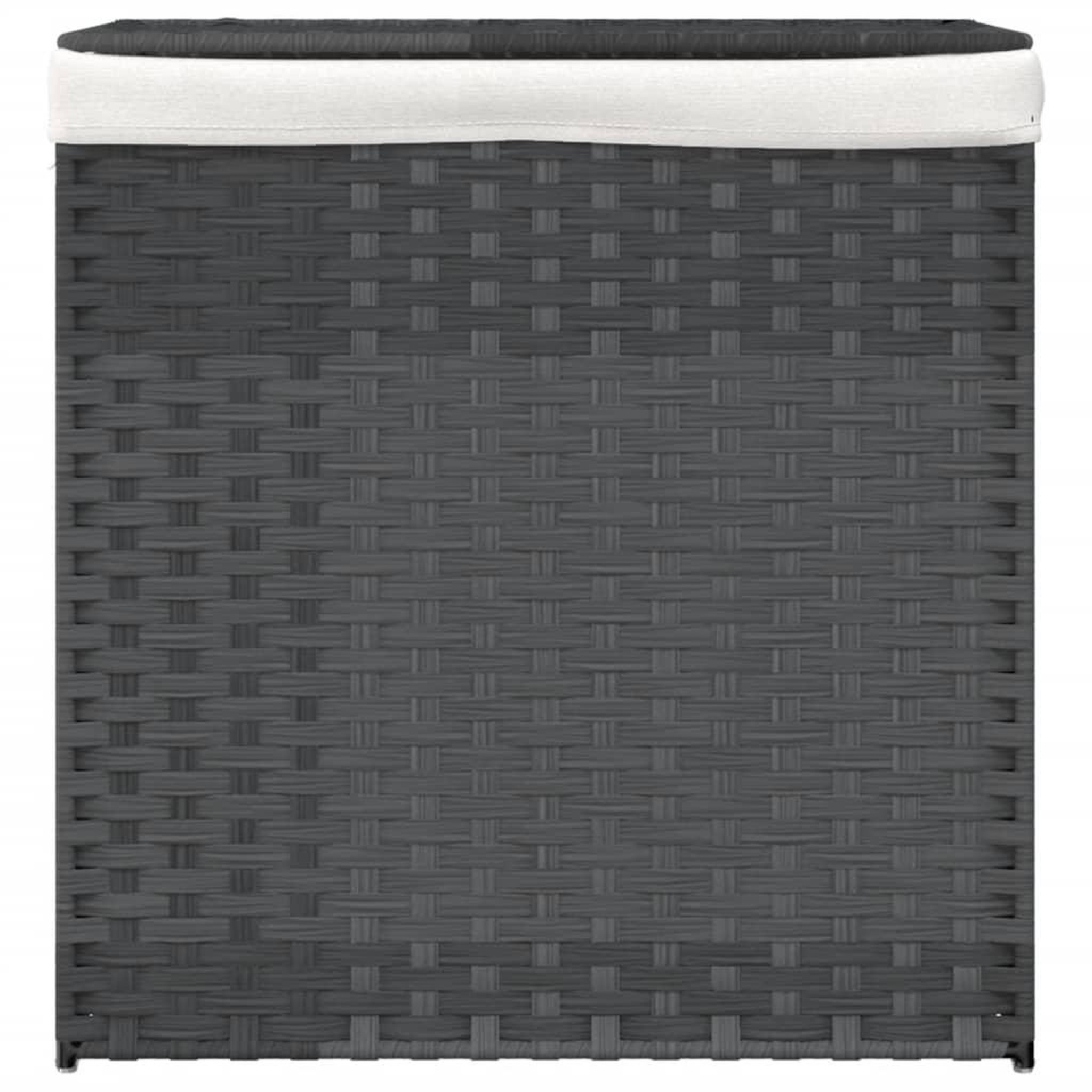 Voir la diapositive 3 : VIDAXL Panier a linge avec 2 sections gris 53x35x57 cm resine tressee