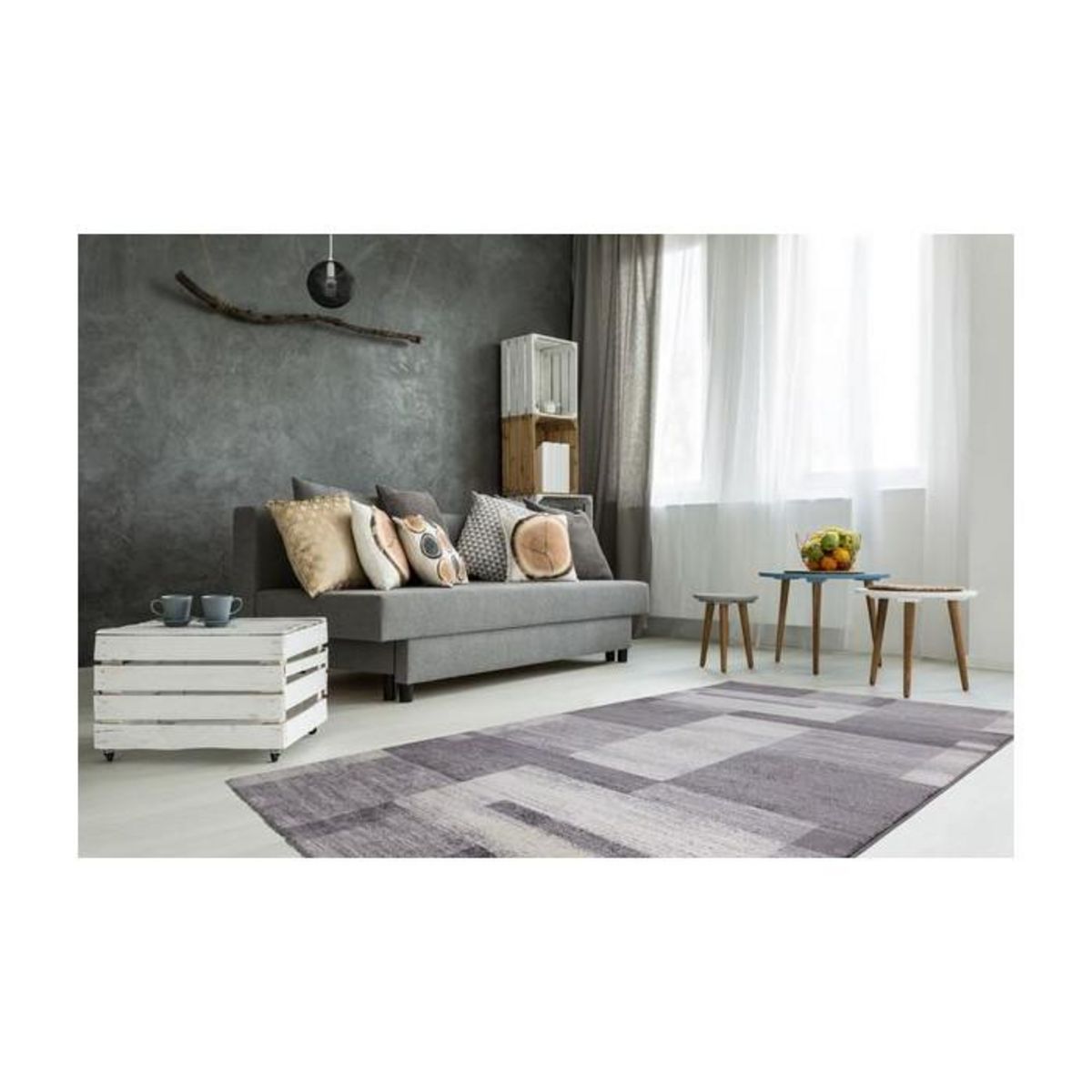 Paris Prix Tapis à Poils Courts Tissé  Falkland  Argent