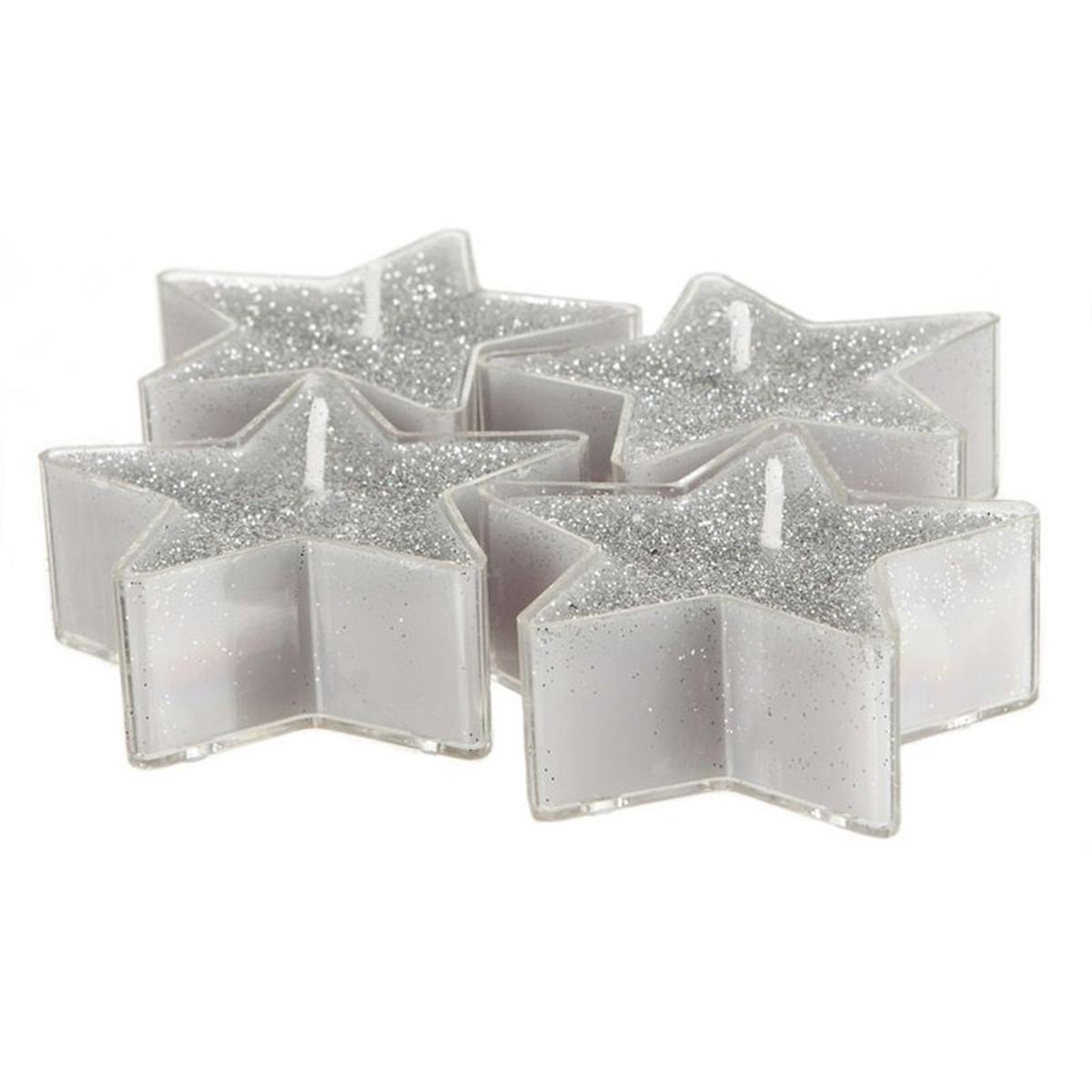 FEERIC LIGHT & CHRISTMAS Lot de 4 bougies étoiles  colorama  24g argent