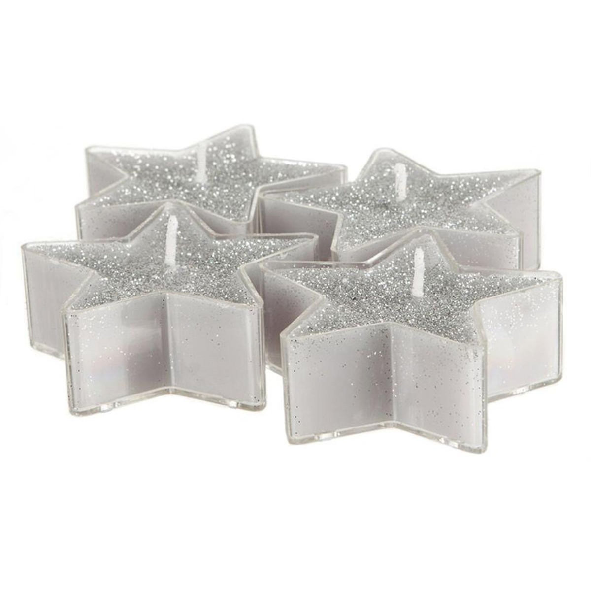 FEERIC LIGHT & CHRISTMAS Lot de 4 Bougies Étoiles  Colorama  24g Argent