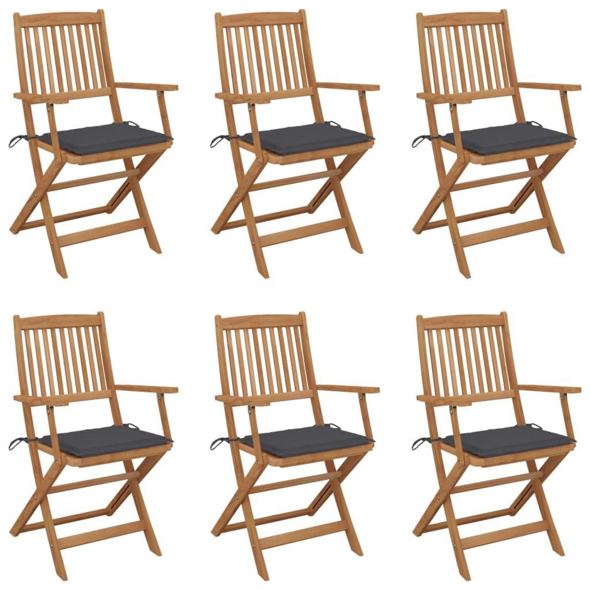 VIDAXL Chaises pliables de jardin lot de 6 avec coussins Bois d'acacia