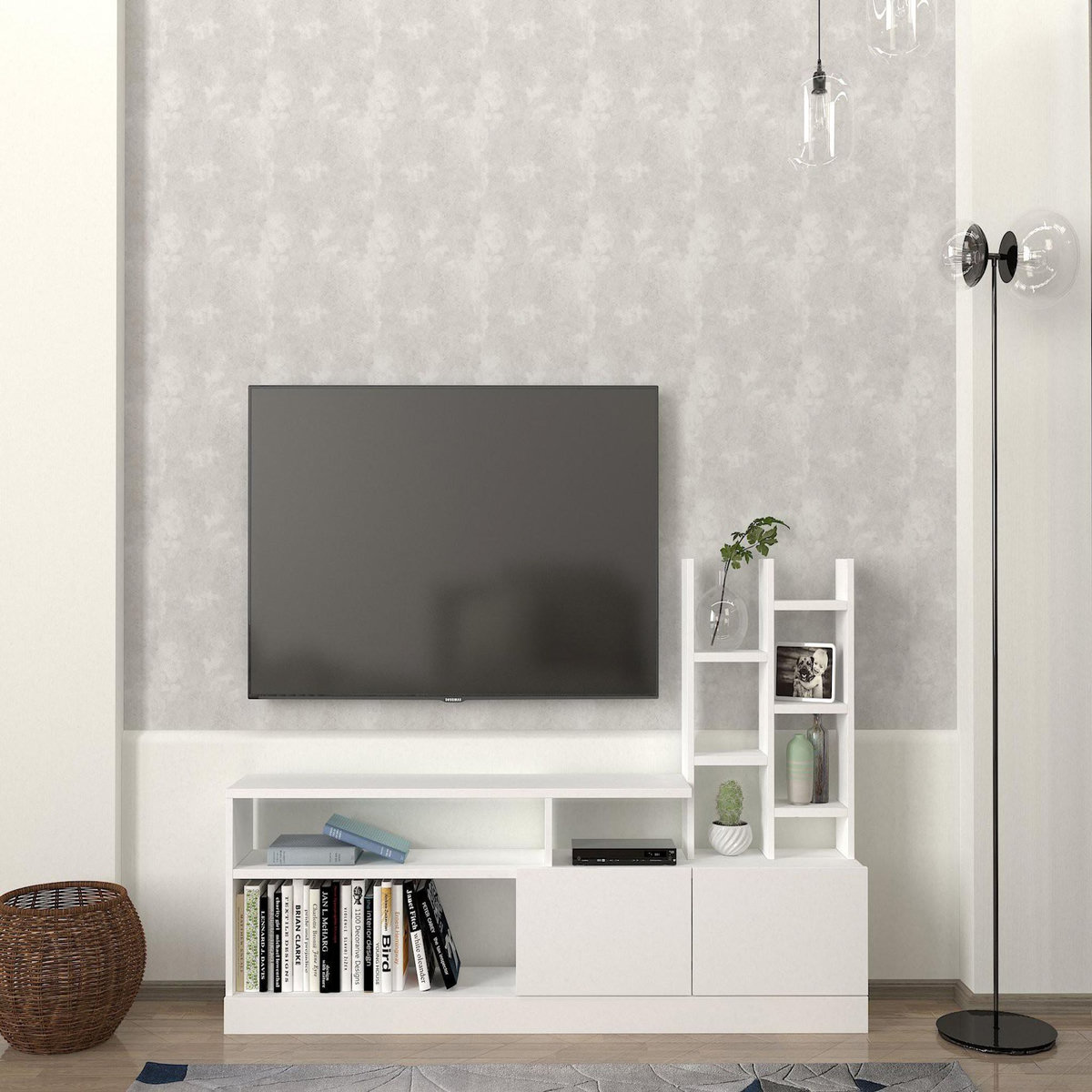 Habitat et Jardin Meuble TV en bois  Dolunay  - 164 x 25 x 91 cm - Blanc