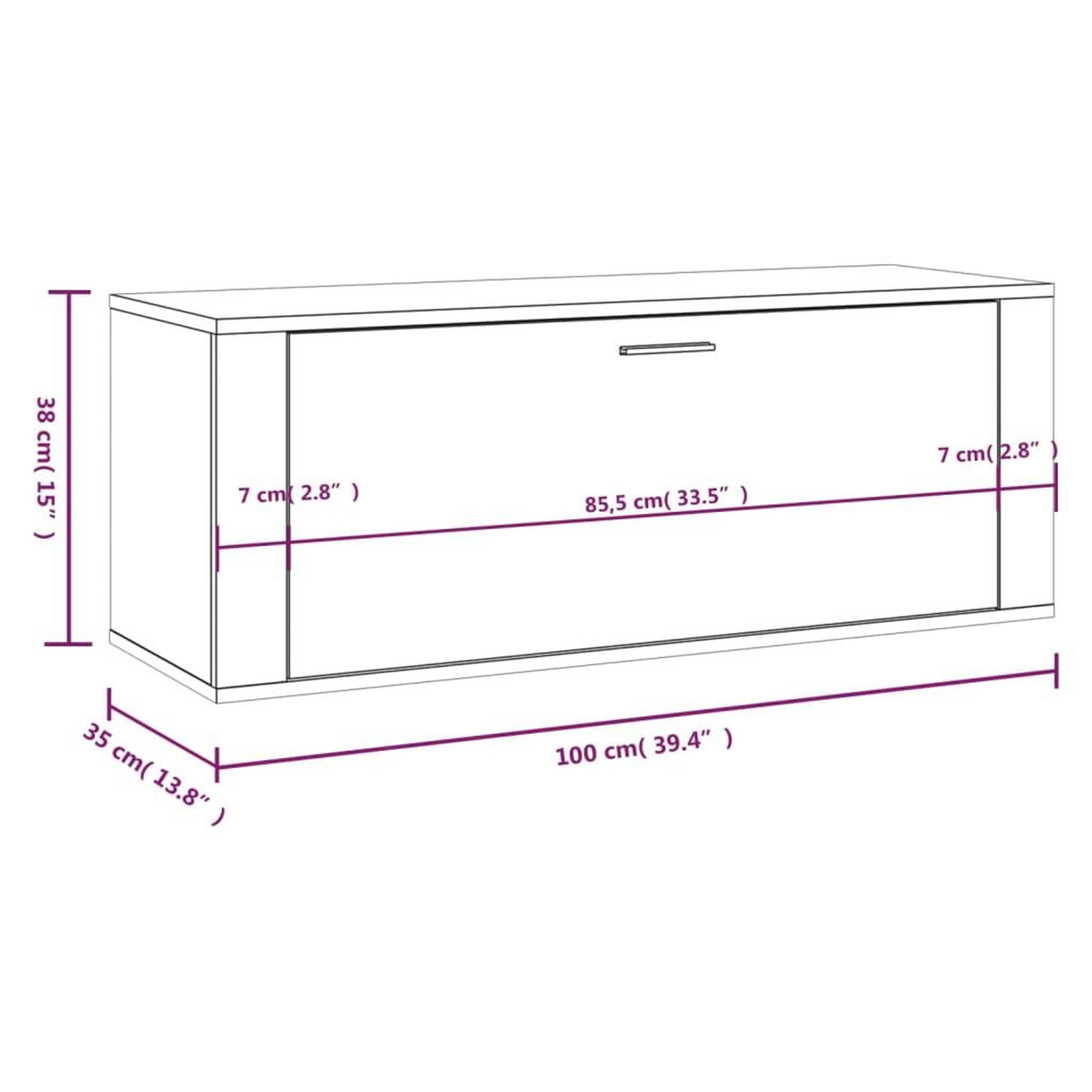 Voir la diapositive 6 : VIDAXL Armoire a chaussure murale Blanc brillant 100x35x38 cm