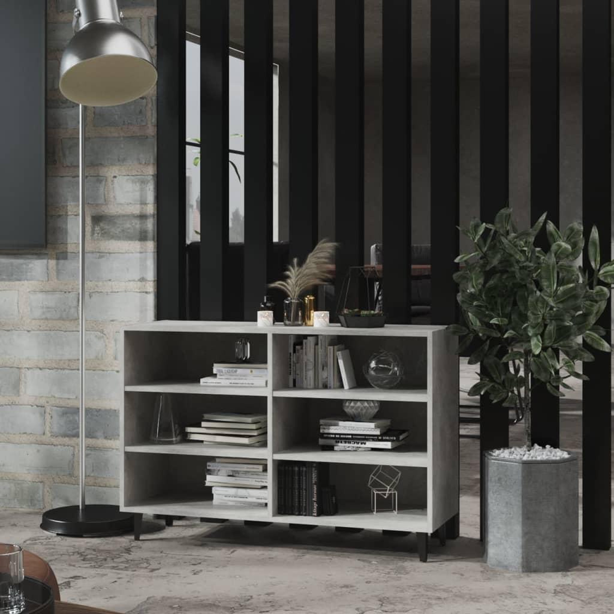 Voir la diapositive 1 : VIDAXL Buffet gris beton 103,5x35x70 cm bois d'ingenierie