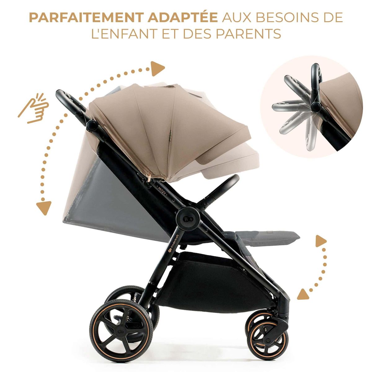KINDERKRAFT Poussette compacte avec suspension et protection UPF50+ pour bébé