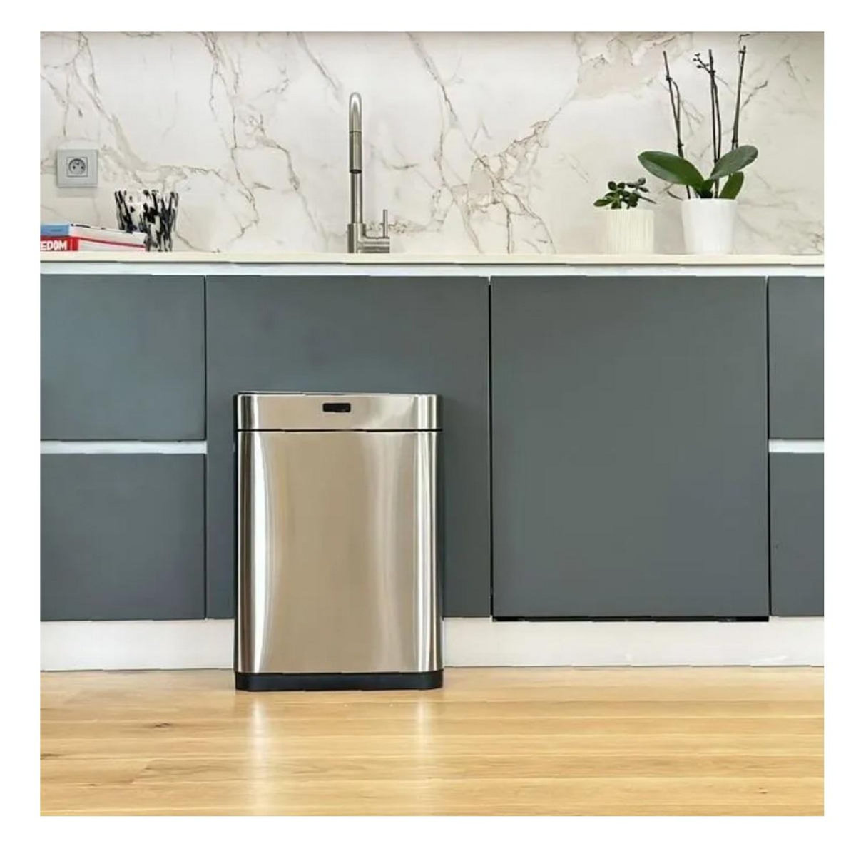 Kitchen move Poubelle automatique 60l argent upper - 808 UPPER CHROME