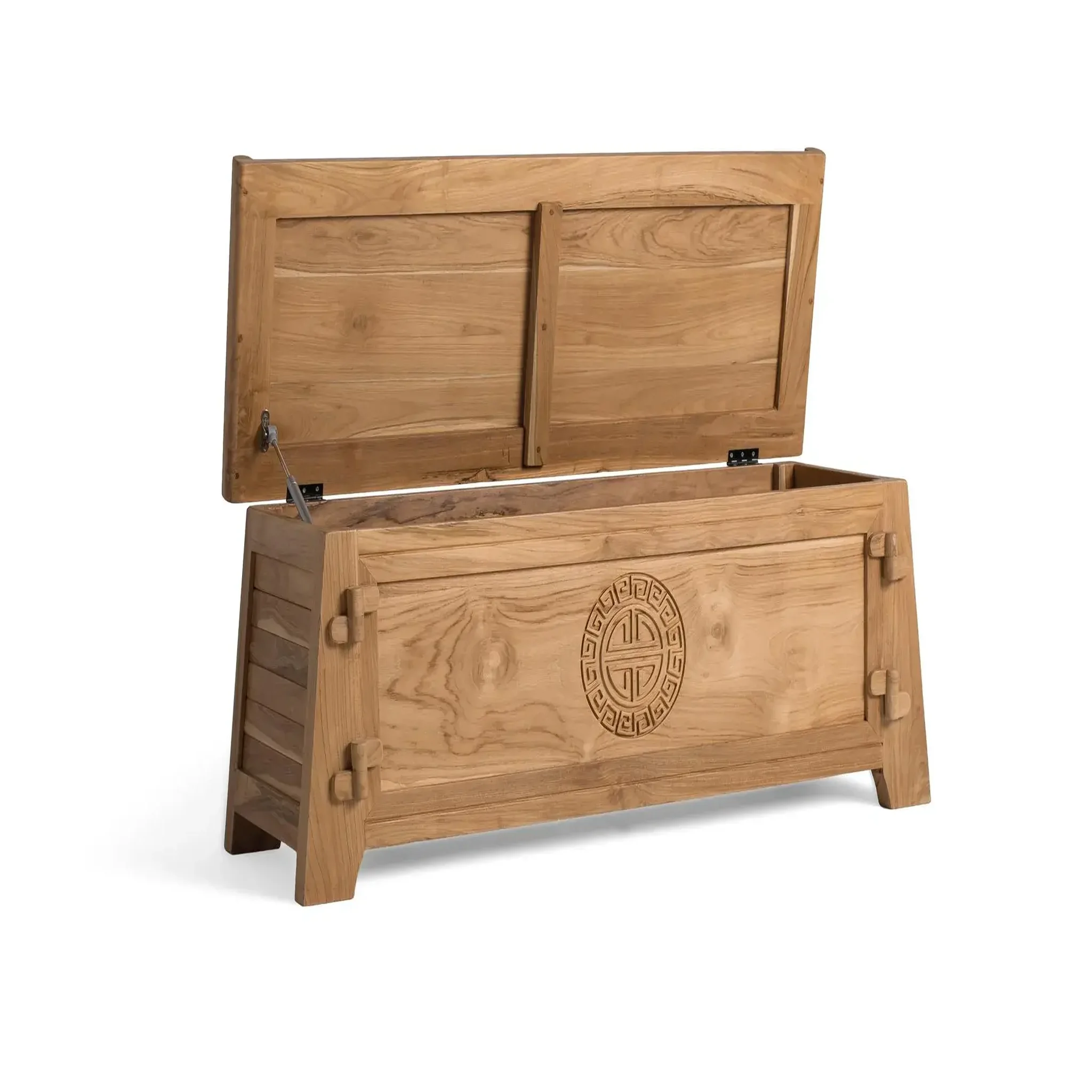 Voir la diapositive 3 : GINER Y COLOMER SL Coffre en bois de teck 114 cm style colonial oriental
