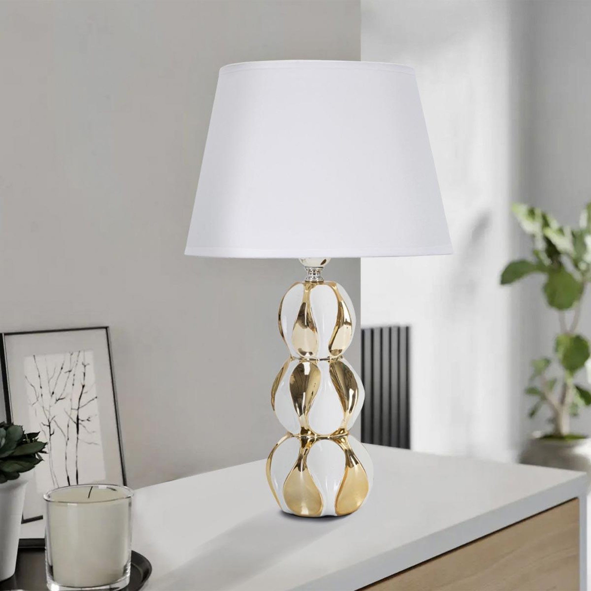 Voir la diapositive 3 : Paris Prix Lampe à poser design  glam balls  46cm blanc & or