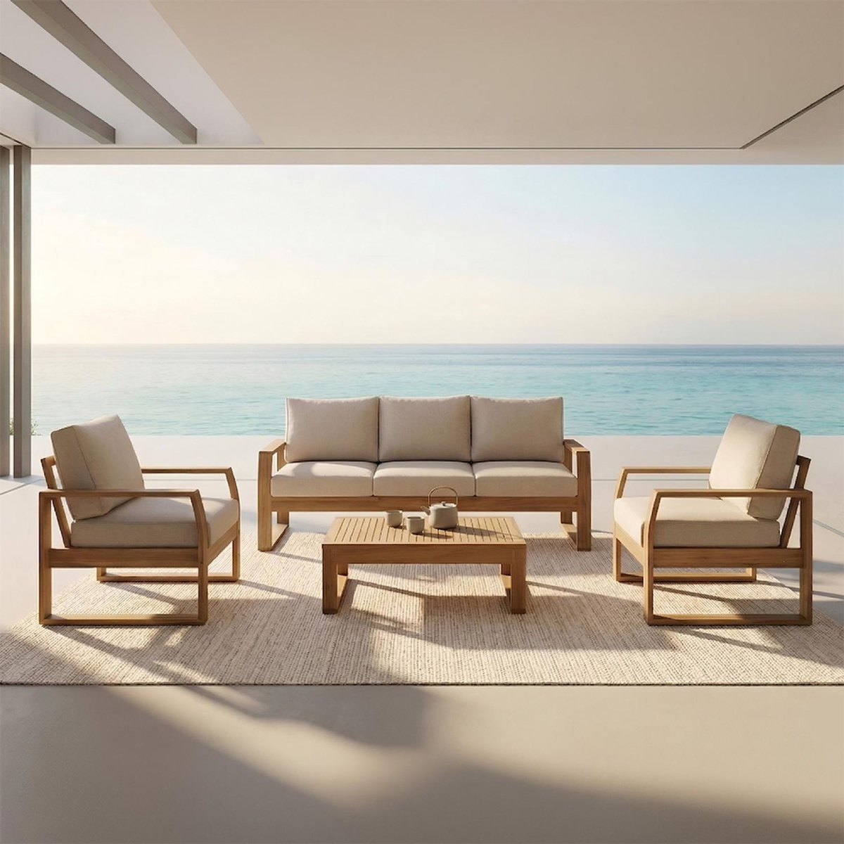 CONCEPT USINE Salon de jardin 5 places en bois d'acacia SURIN