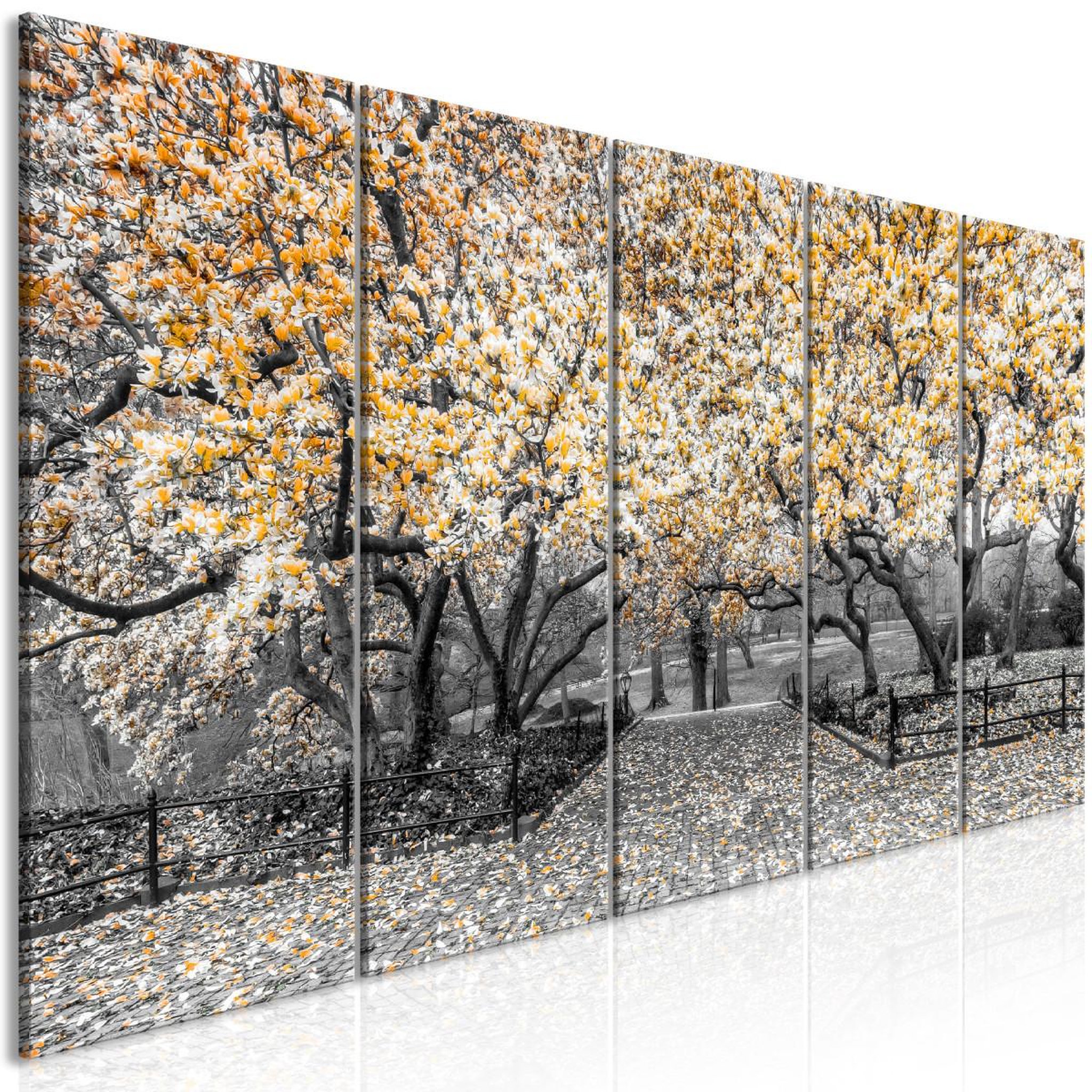 Voir la diapositive 1 : Paris Prix Tableau 5 Panneaux  Magnolia Park Narrow Orange
