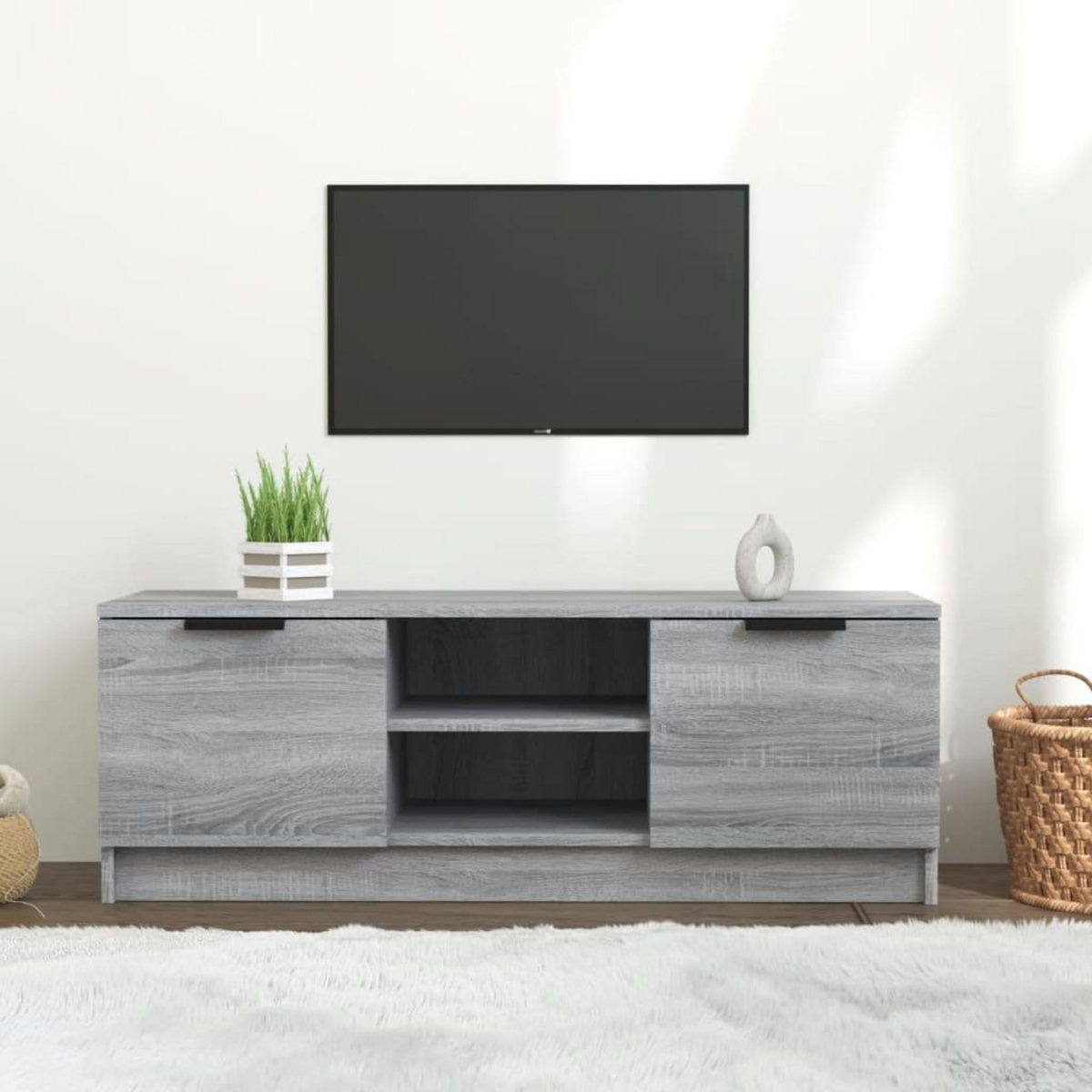 VIDAXL Meuble TV Sonoma gris 102x35x36,5 cm Bois d'ingenierie