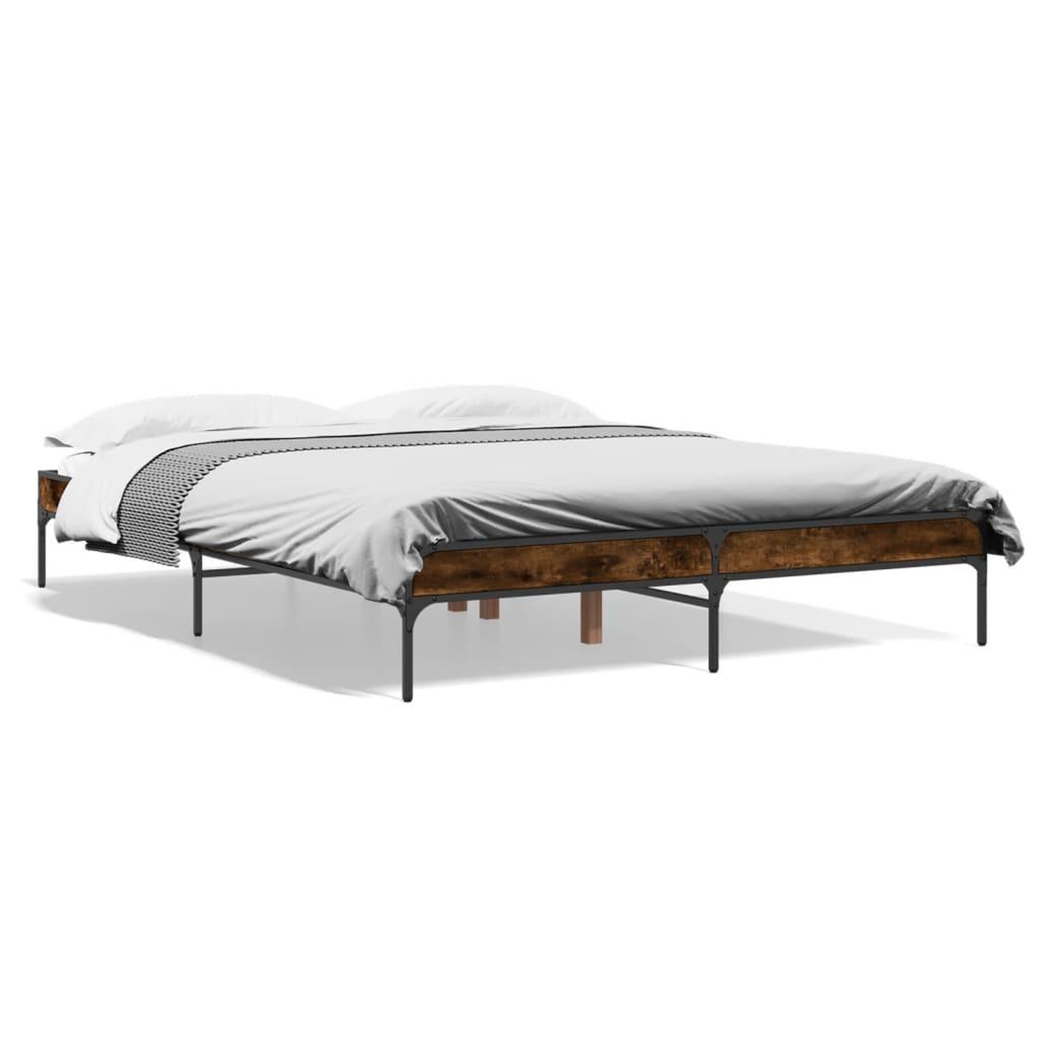 Voir la diapositive 2 : VIDAXL Cadre de lit sans matelas chene fume 140x200 cm