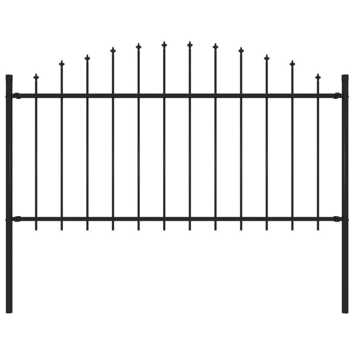 VIDAXL Cloture de jardin avec dessus en forme de lance en acier 181 x 150 cm Noir